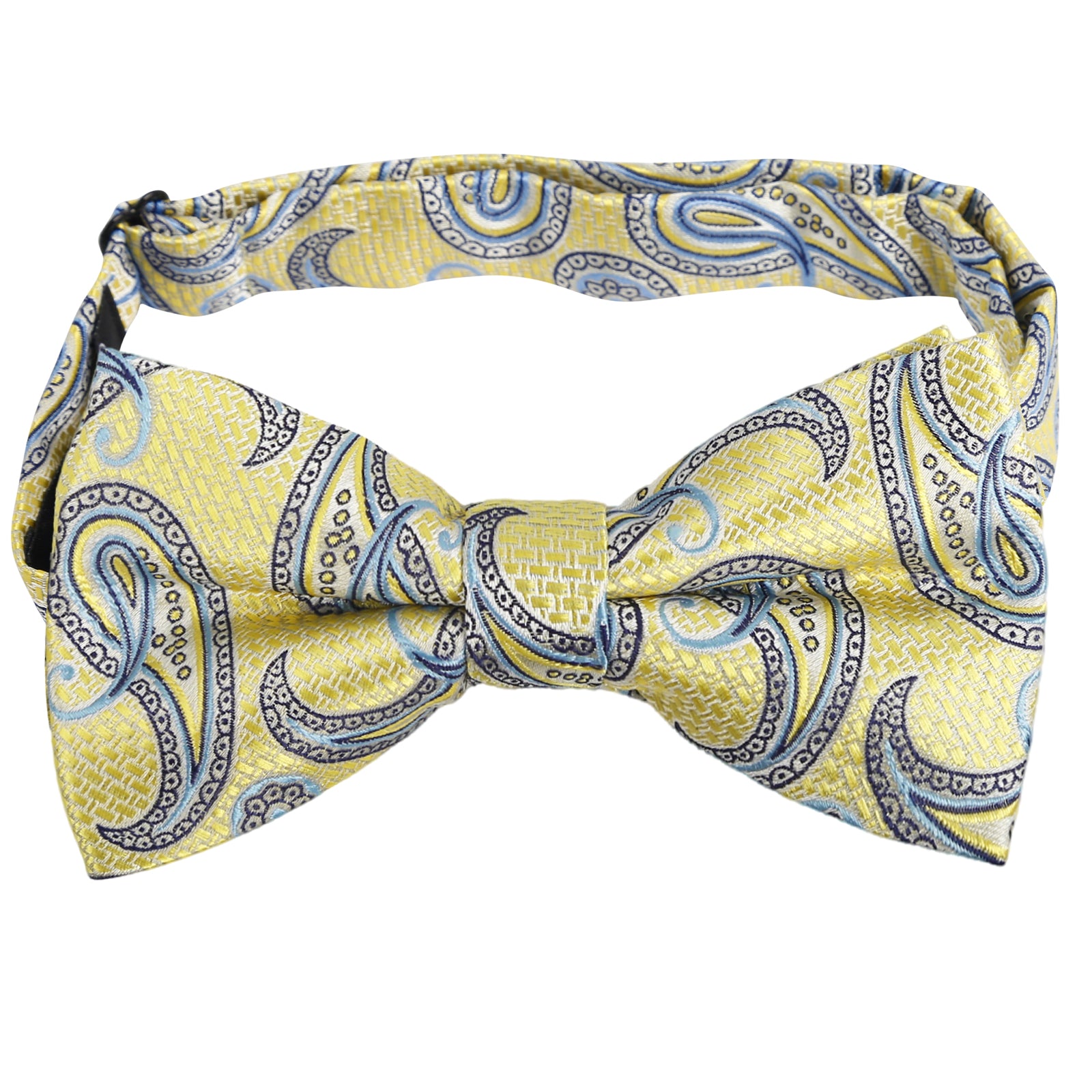 Mens 4pcs Paisley Pattern Pre-tied Bow Tie, Pocket Square, Cufflinks and Boutonniere Set-011