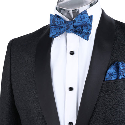 Men's Adjustable Length Self-tied Bow Ties with Pocket Square Set #041