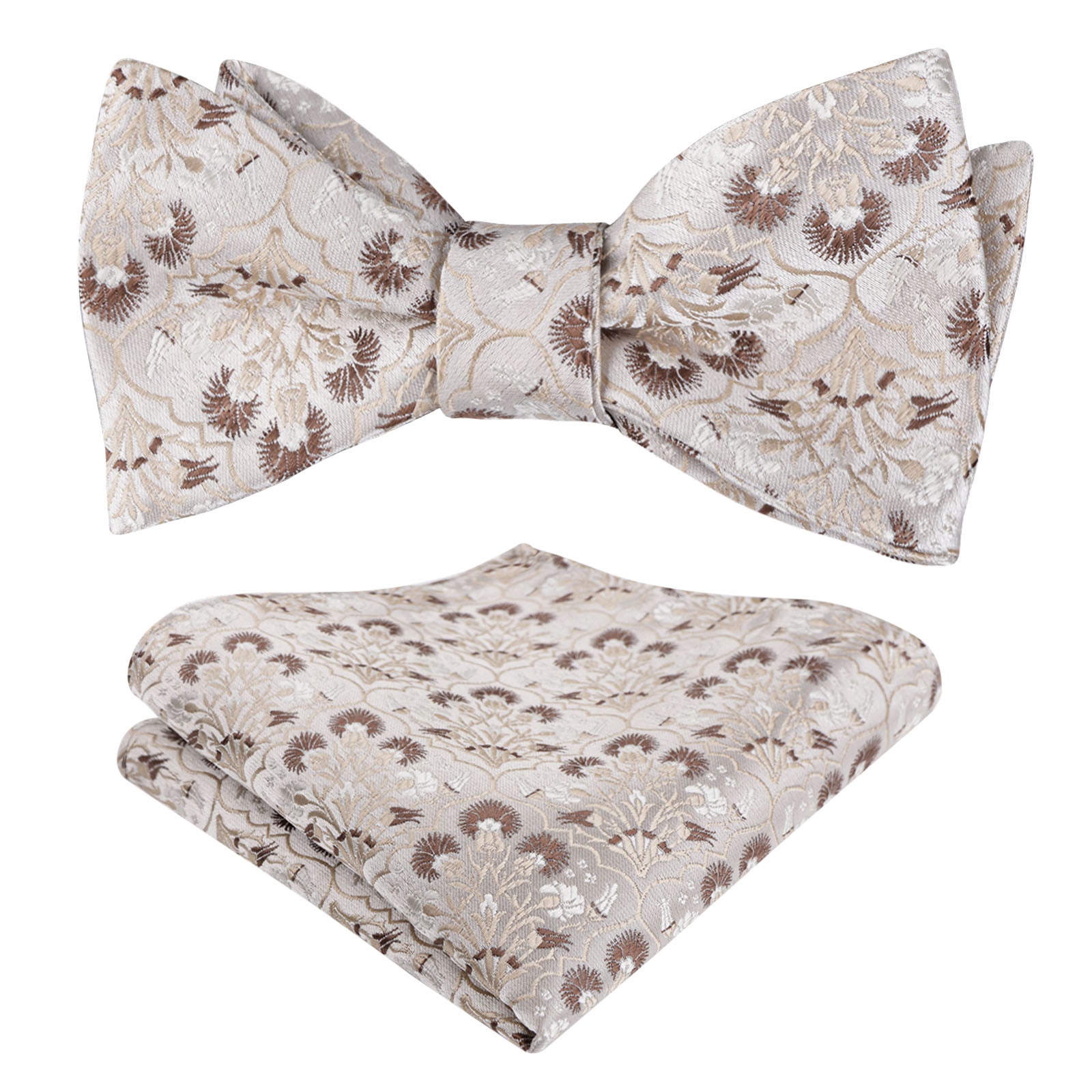 Men's Classic Floral Pattern Self-tied Bow Tie and Handkerchief Set-044