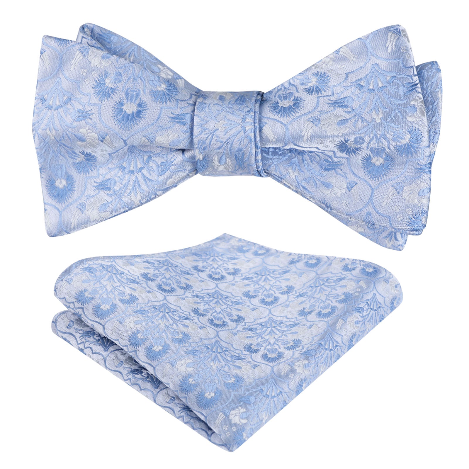 Men's Classic Floral Pattern Self-tied Bow Tie and Handkerchief Set-044