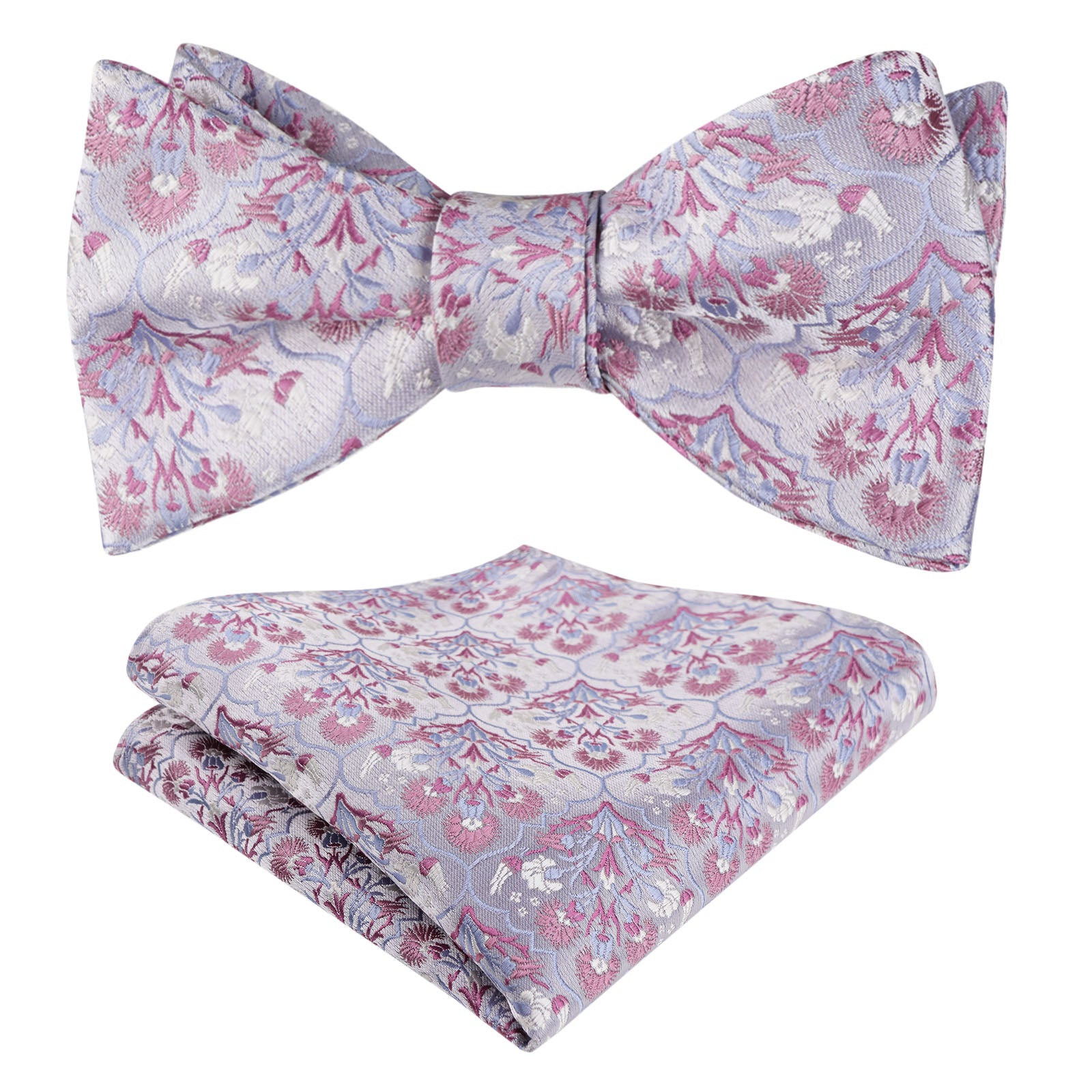 Men's Classic Floral Pattern Self-tied Bow Tie and Handkerchief Set-044