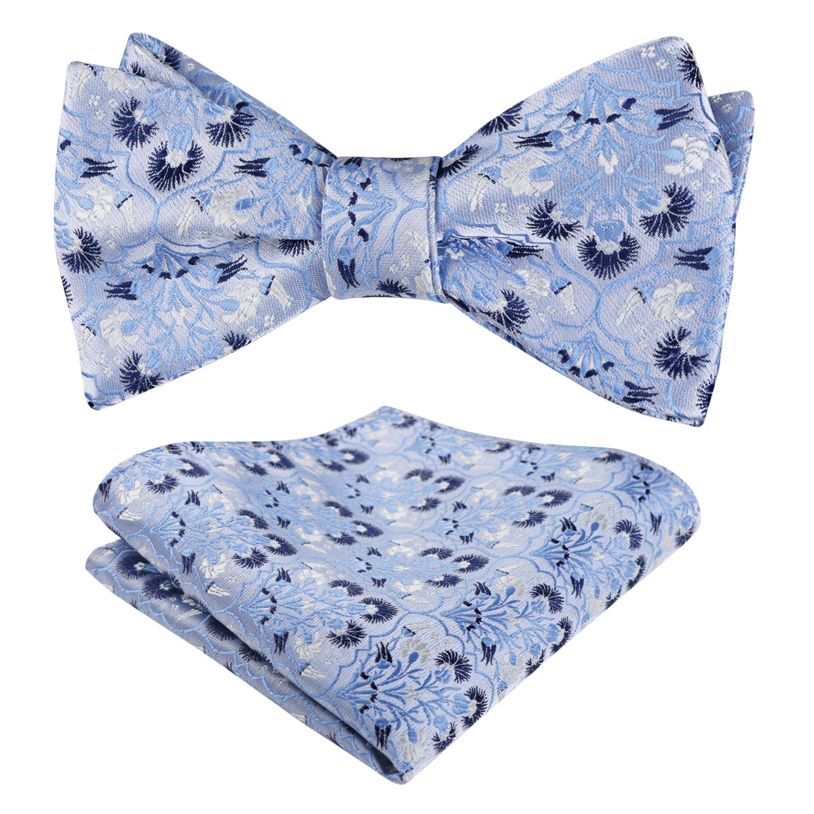 Men's Classic Floral Pattern Self-tied Bow Tie and Handkerchief Set-044