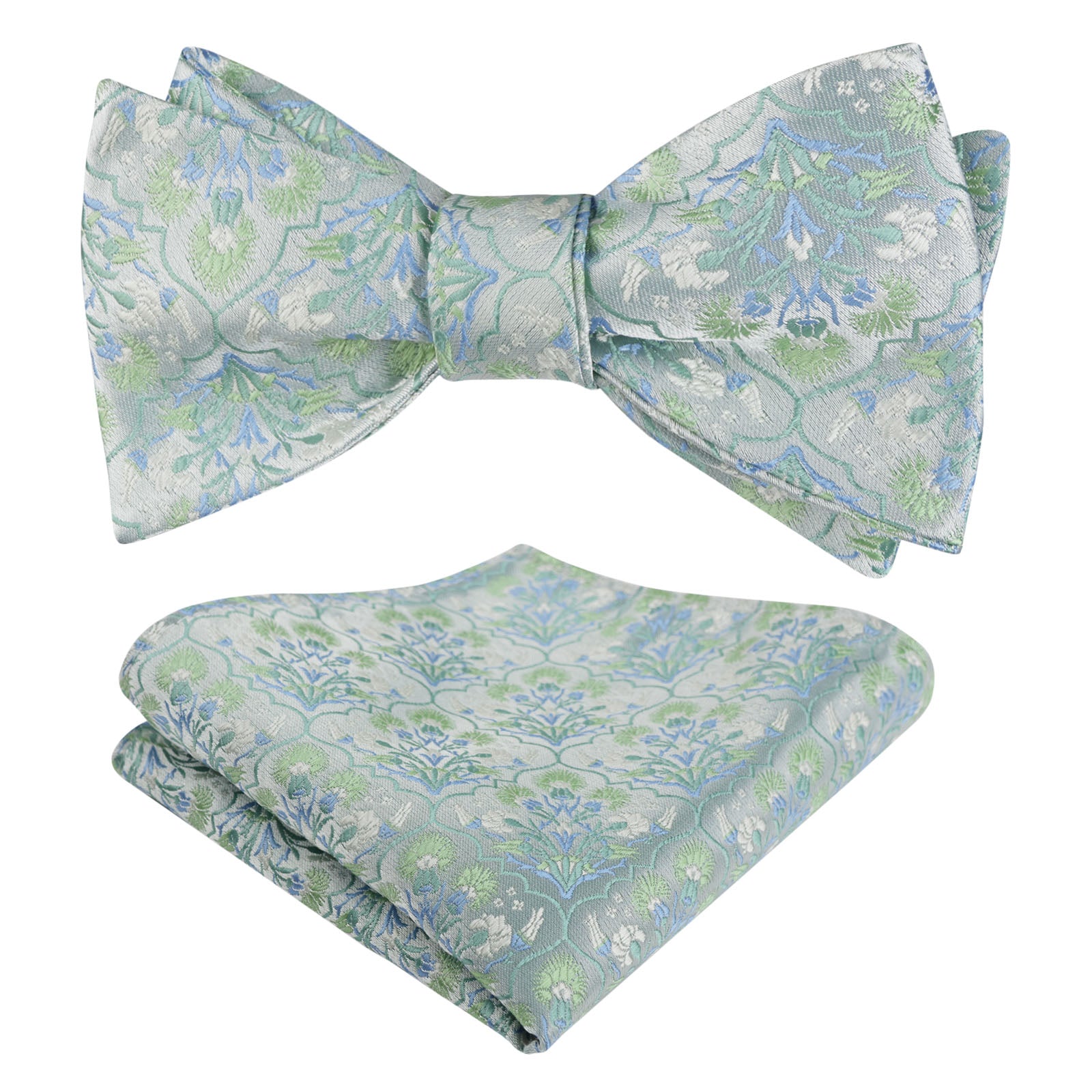 Men's Classic Floral Pattern Self-tied Bow Tie and Handkerchief Set-044
