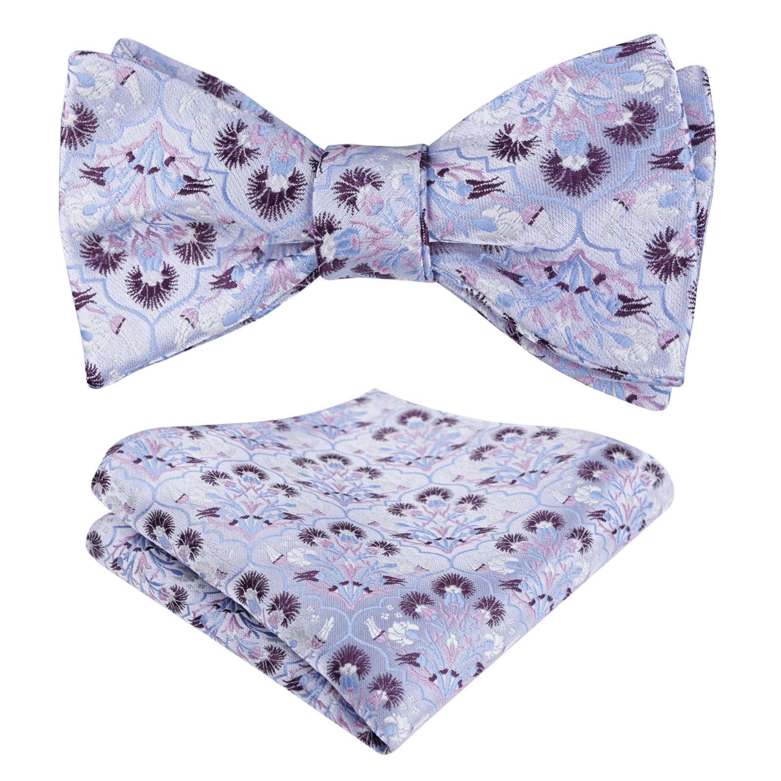 Men's Classic Floral Pattern Self-tied Bow Tie and Handkerchief Set-044
