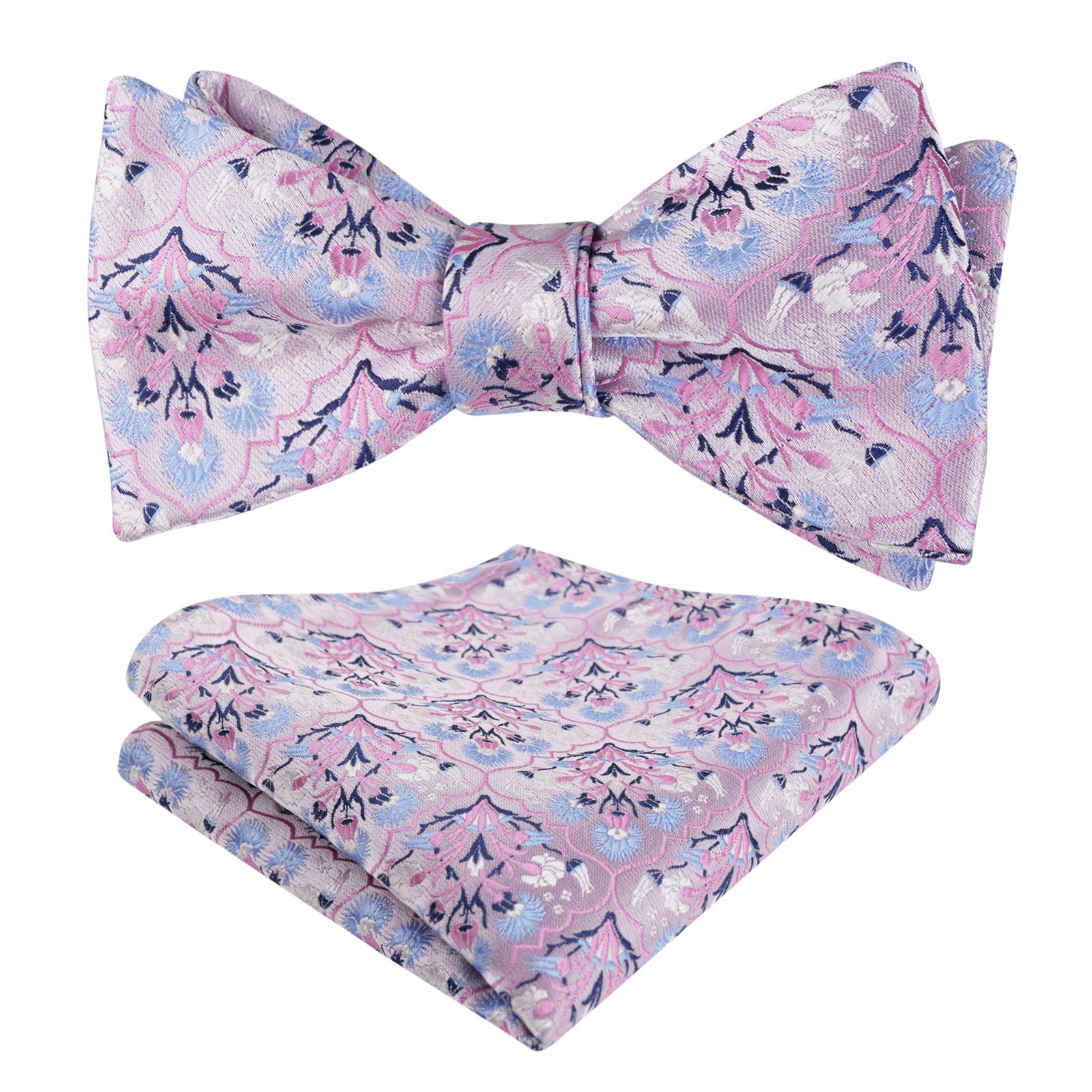 Men's Classic Floral Pattern Self-tied Bow Tie and Handkerchief Set-044