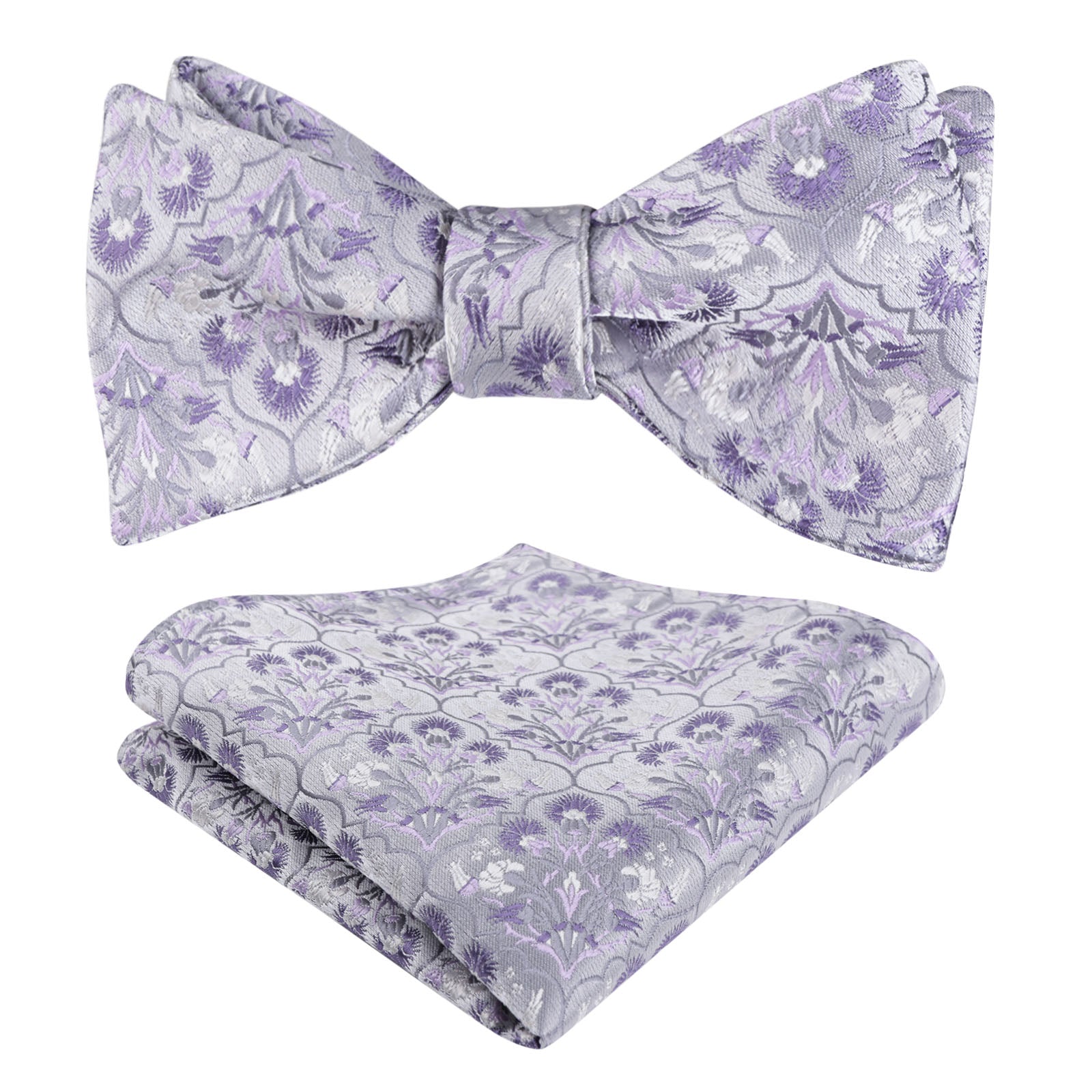Men's Classic Floral Pattern Self-tied Bow Tie and Handkerchief Set-044