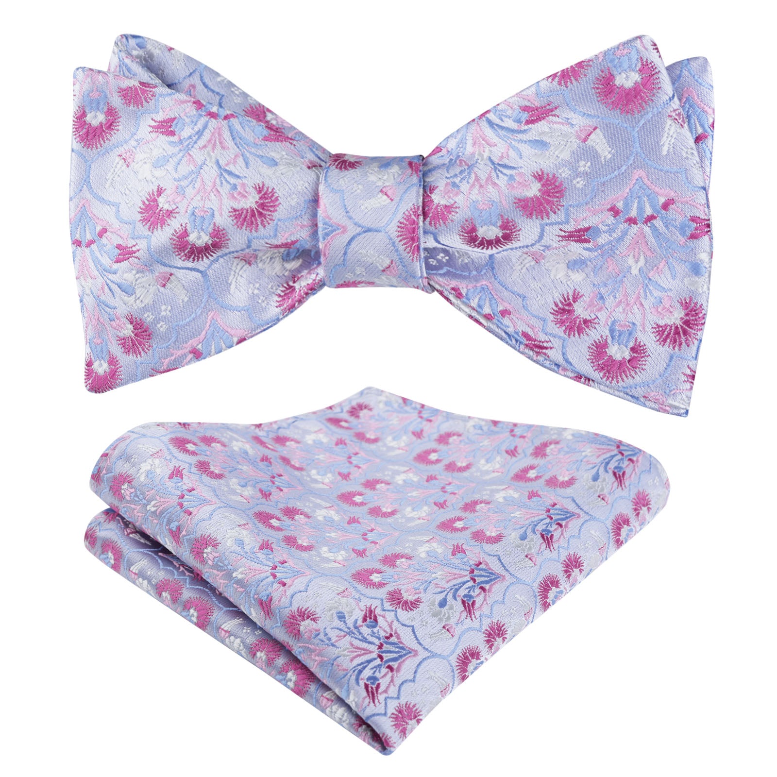 Men's Classic Floral Pattern Self-tied Bow Tie and Handkerchief Set-044