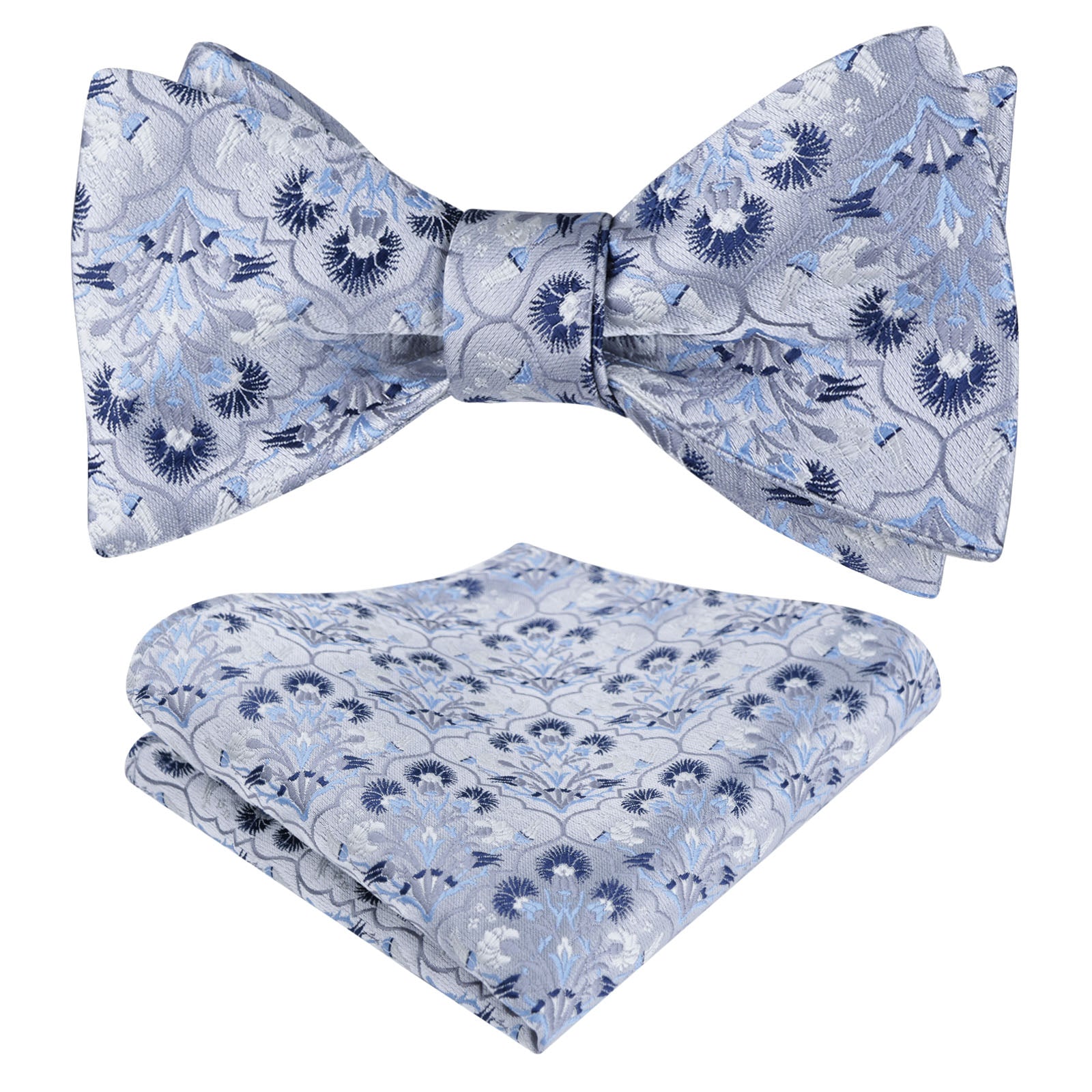 Men's Classic Floral Pattern Self-tied Bow Tie and Handkerchief Set-044