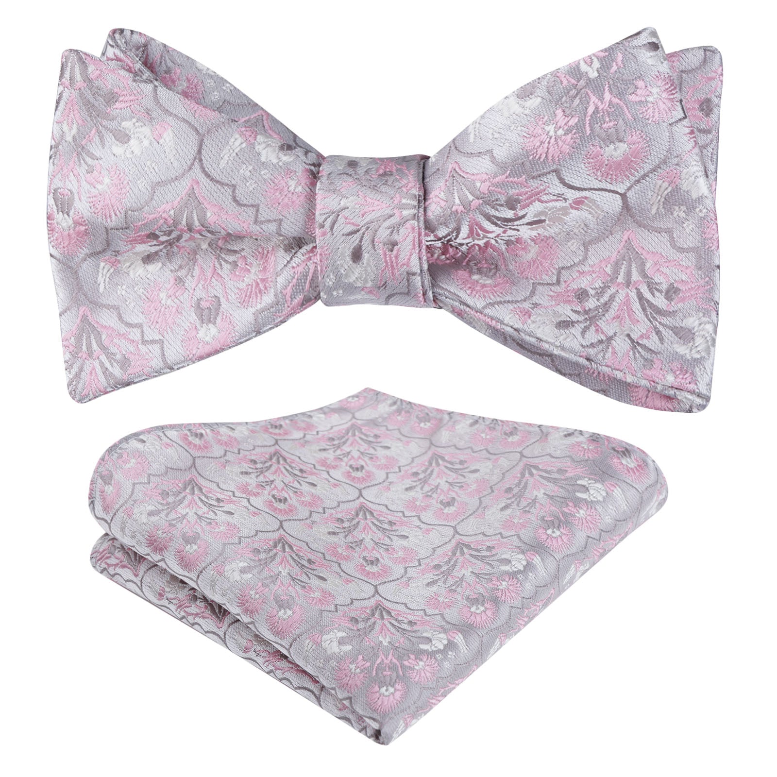 Men's Classic Floral Pattern Self-tied Bow Tie and Handkerchief Set-044