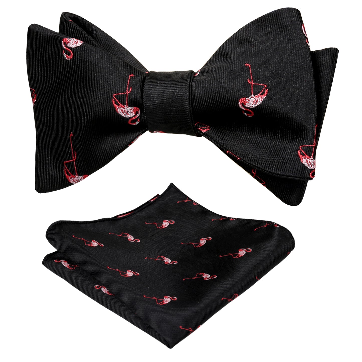 Flamingo Patterned SELF-TIED Bowtie and Hanky for Wedding #047