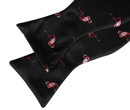Flamingo Patterned SELF-TIED Bowtie and Hanky for Wedding #047