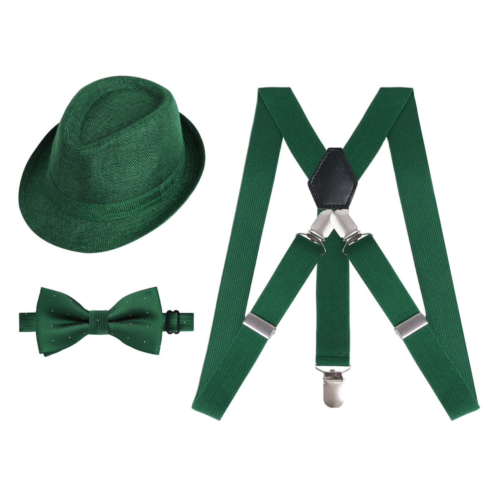 2,5 cm elastisches Hosenträger- und Fliege-Set mit 3 Clips für Jungen mit Mütze für Kinder - BD047 