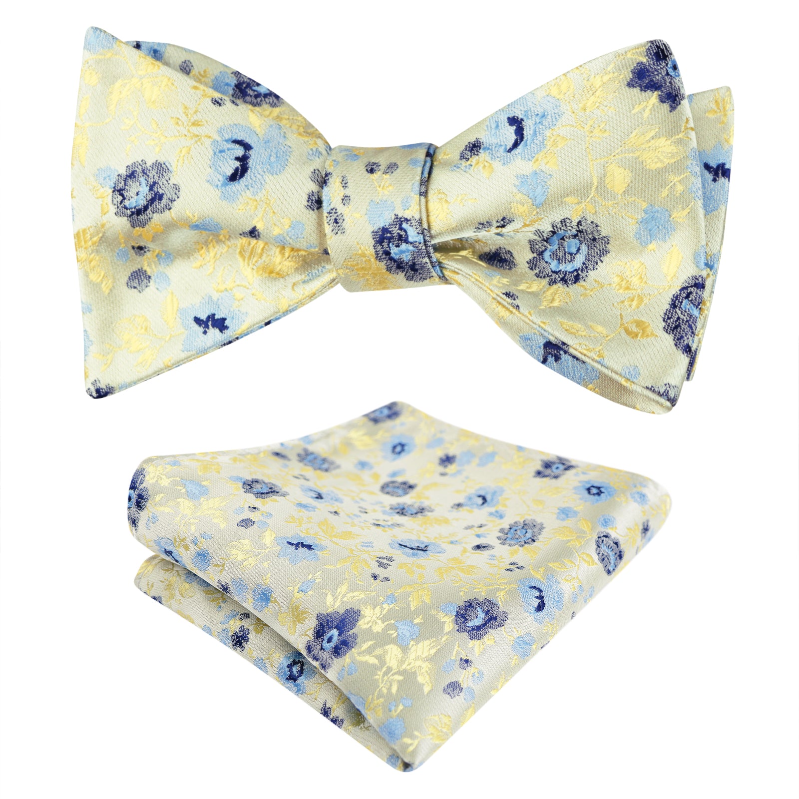 Klassisches Herren-Set aus Fliege und Einstecktuch mit Blumenmuster, selbstbindend, 049