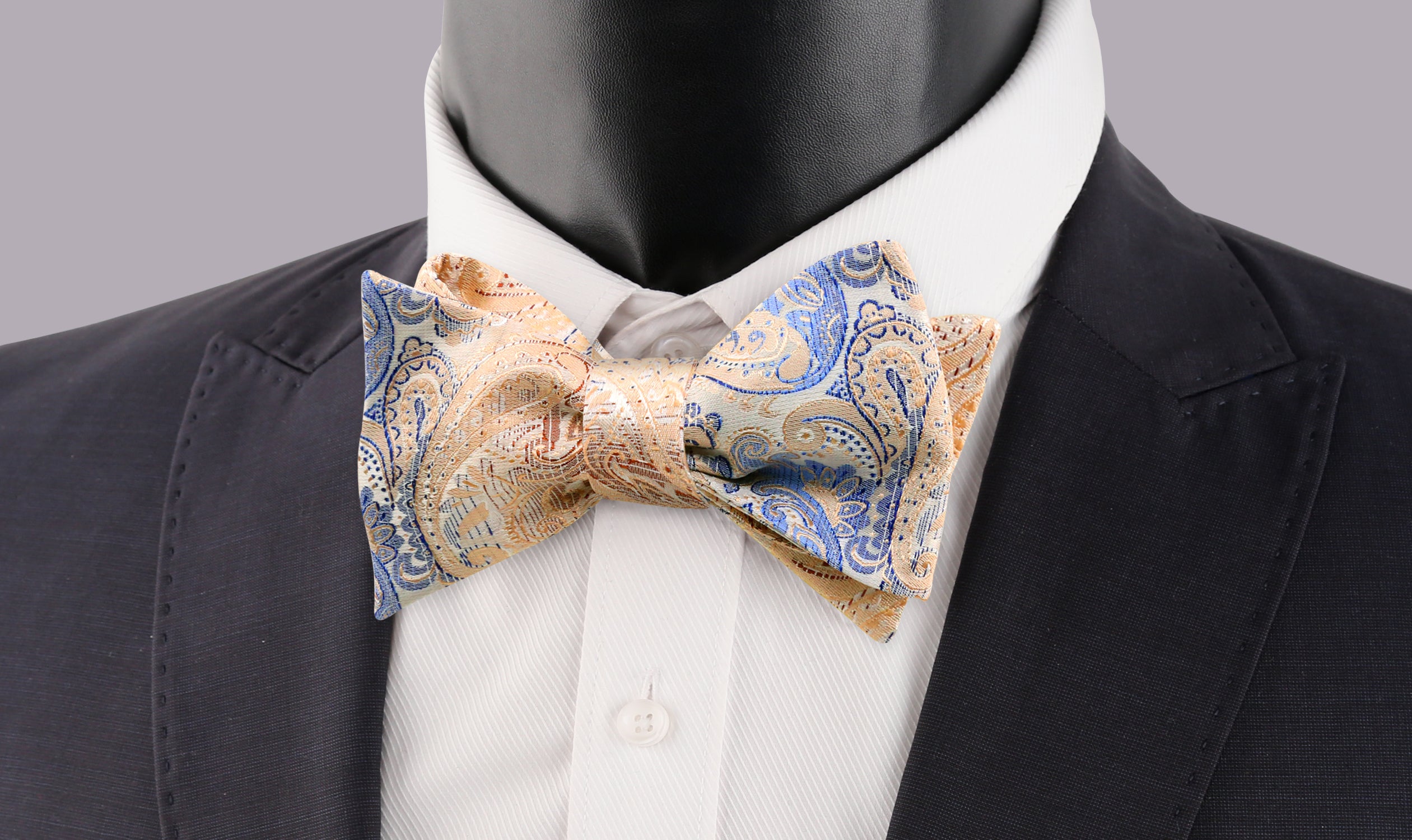 Men's Paisley Jacquard Self-Tie Bow Tie Pocket Square Set