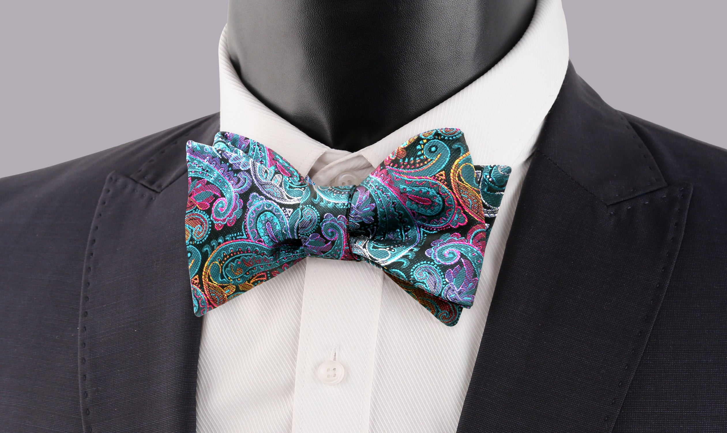 Men's Paisley Jacquard Self-Tie Bow Tie Pocket Square Set
