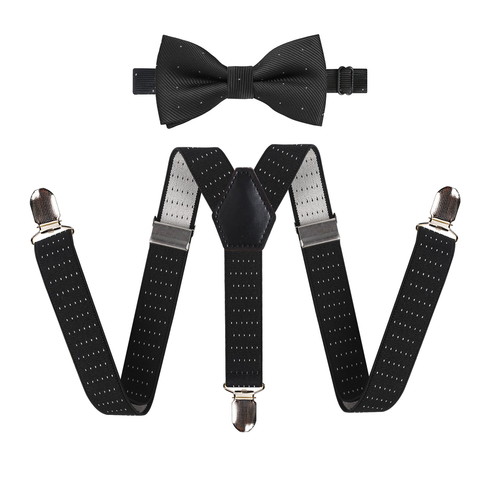 2.5cm Elastic Adjustable Braces 3 Clip X-Back Suspender and Bow Tie Set for Kids-FS052