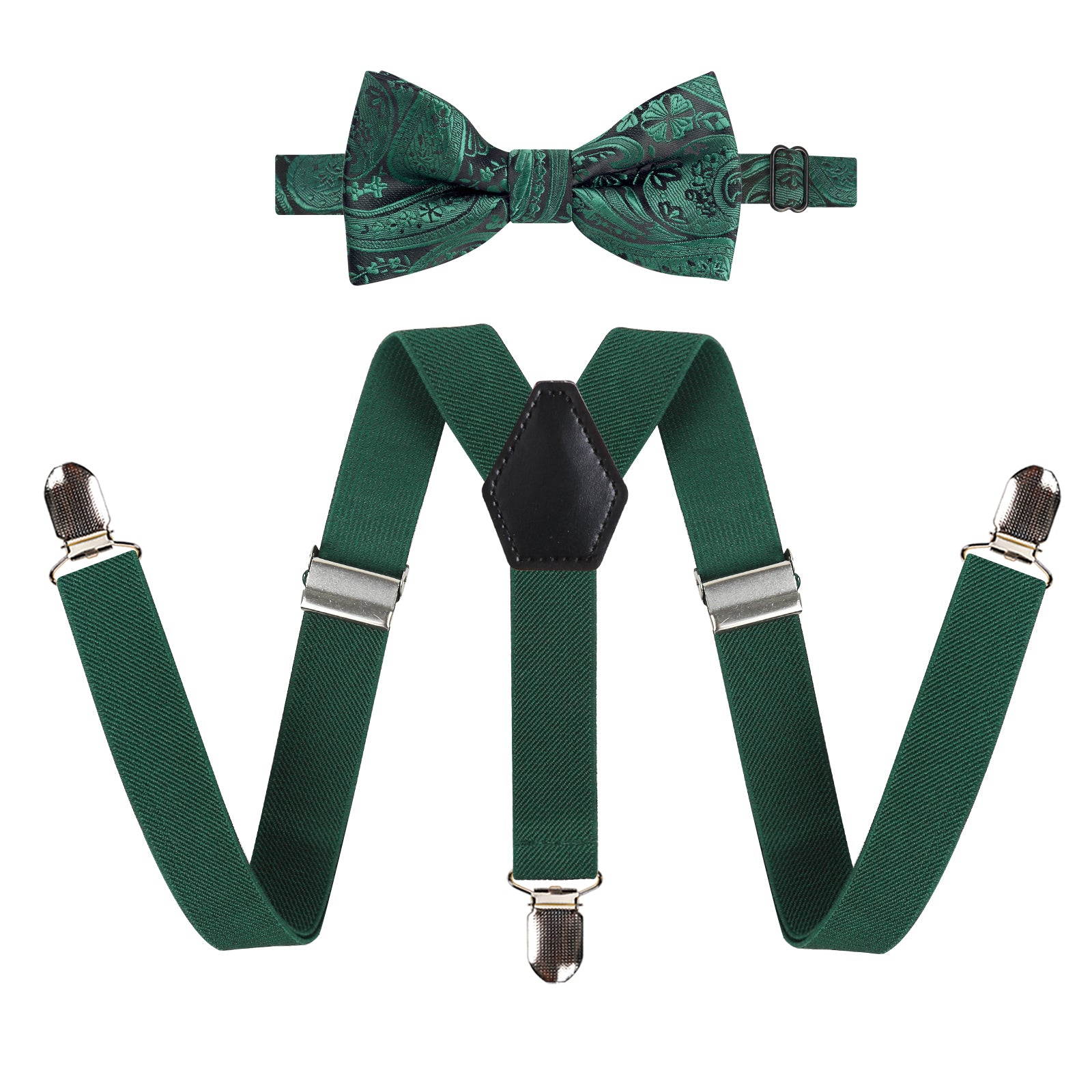 2.5cm Elastic Adjustable Braces 3 Clip X-Back Suspender and Bow Tie Set for Kids-FS052