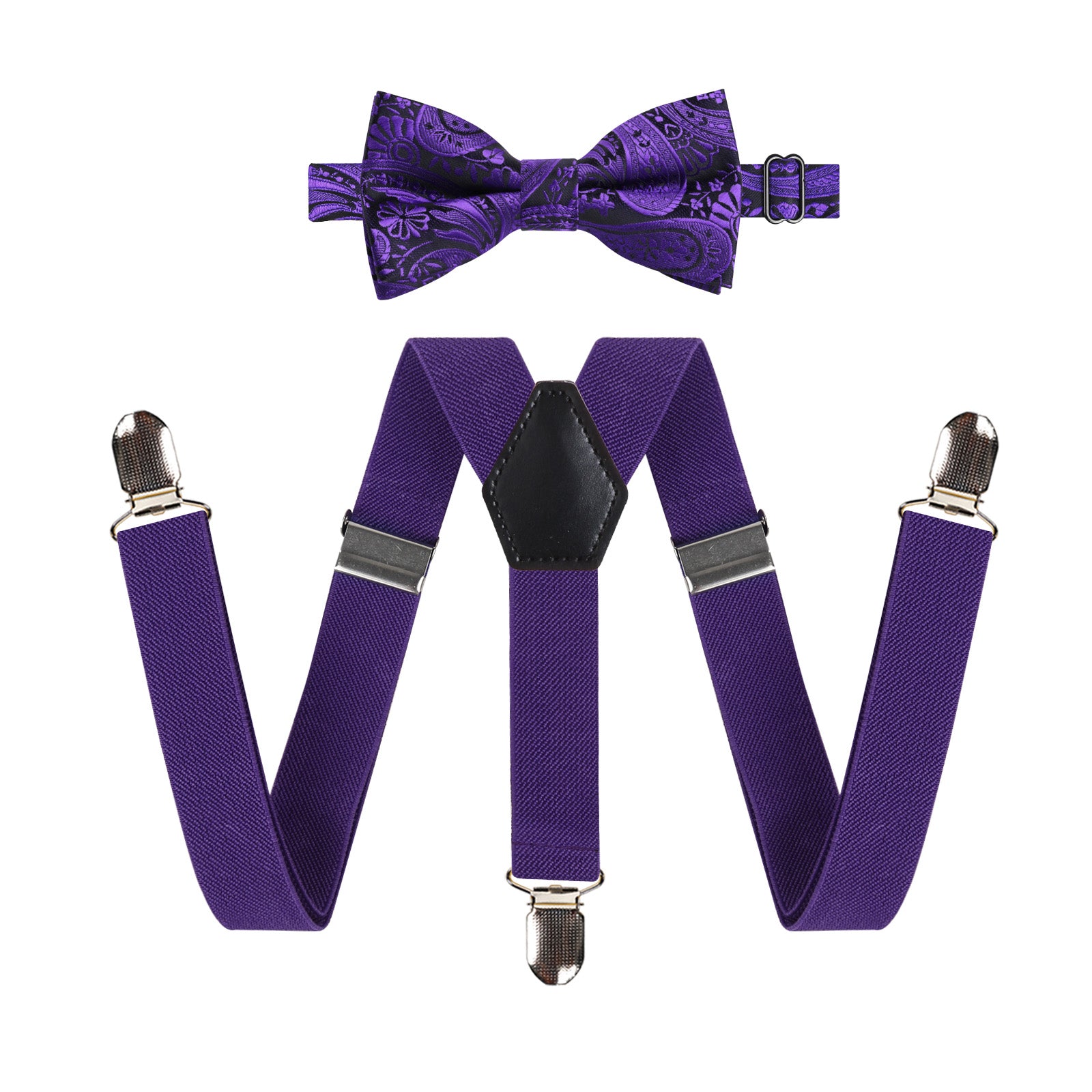 2.5cm Elastic Adjustable Braces 3 Clip X-Back Suspender and Bow Tie Set for Kids-FS052