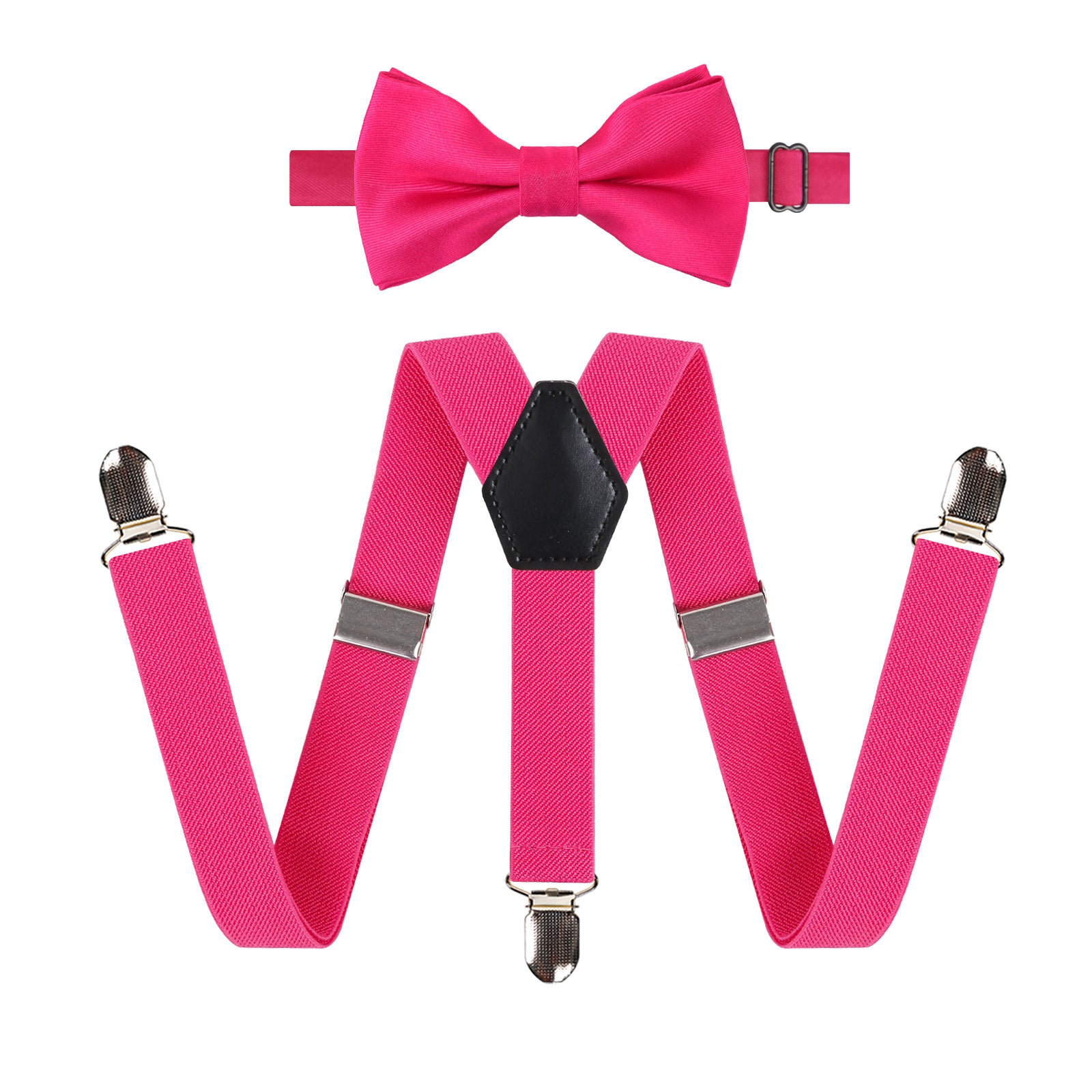 2.5cm Elastic Adjustable Braces 3 Clip X-Back Suspender and Bow Tie Set for Kids-FS052
