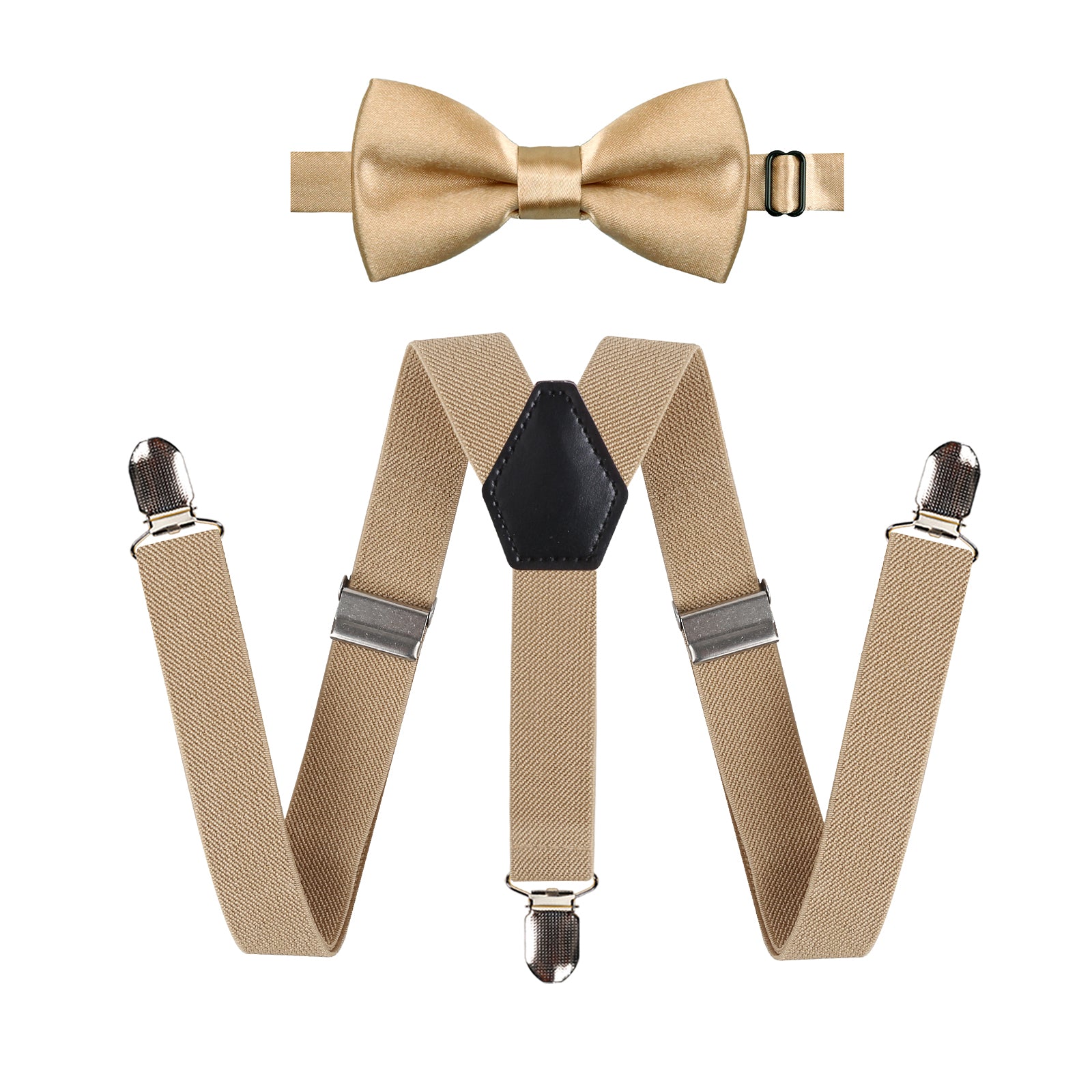 2.5cm Elastic Adjustable Braces 3 Clip X-Back Suspender and Bow Tie Set for Kids-FS052