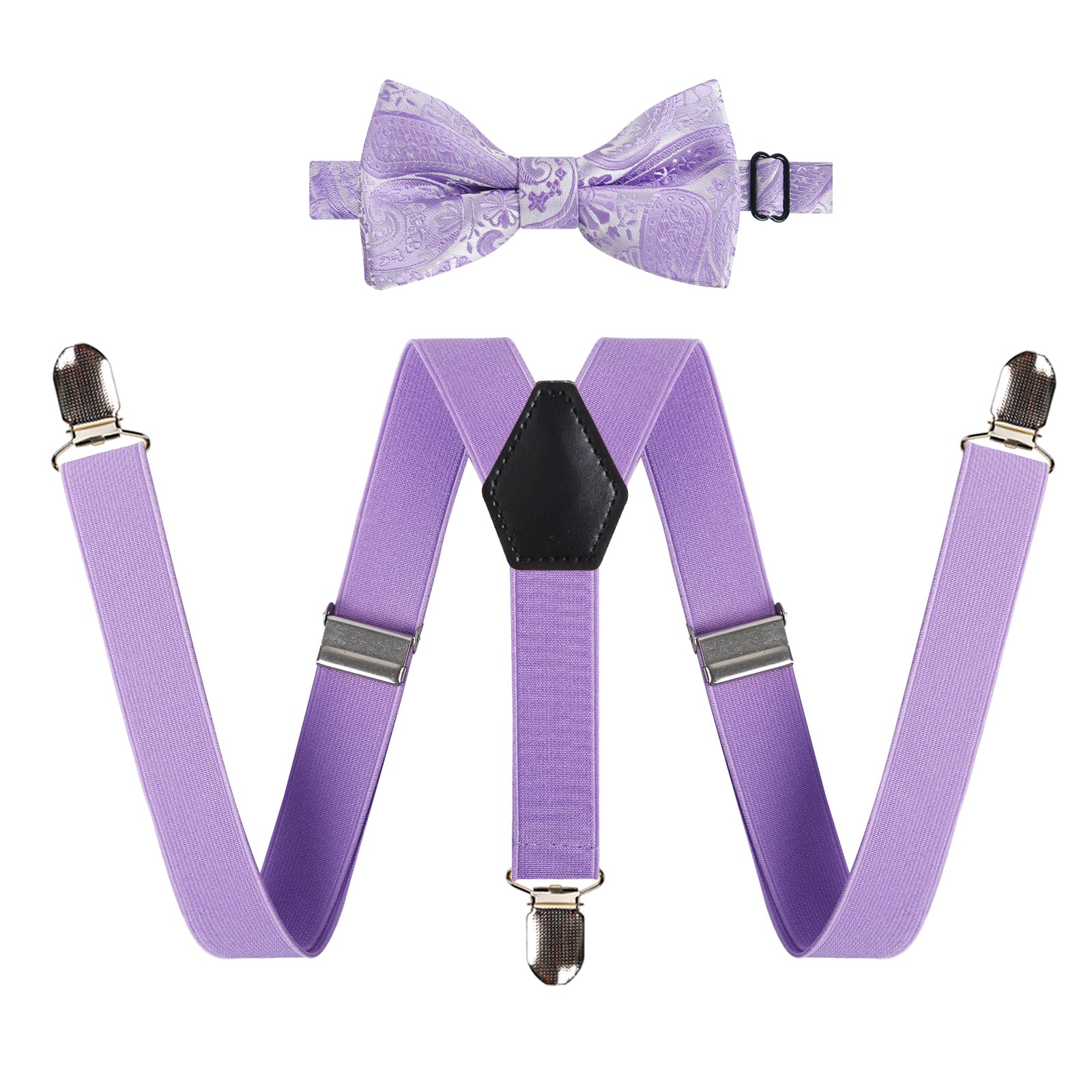 2.5cm Elastic Adjustable Braces 3 Clip X-Back Suspender and Bow Tie Set for Kids-FS052