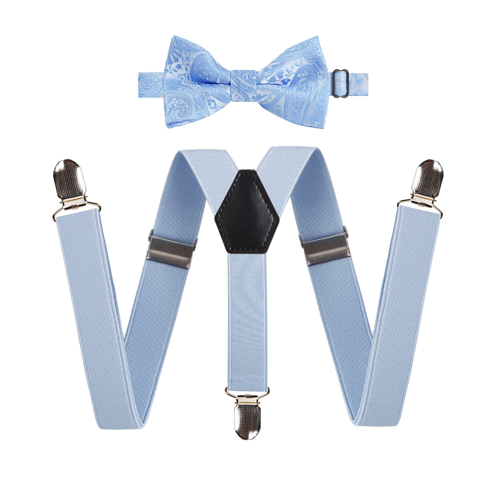2.5cm Elastic Adjustable Braces 3 Clip X-Back Suspender and Bow Tie Set for Kids-FS052