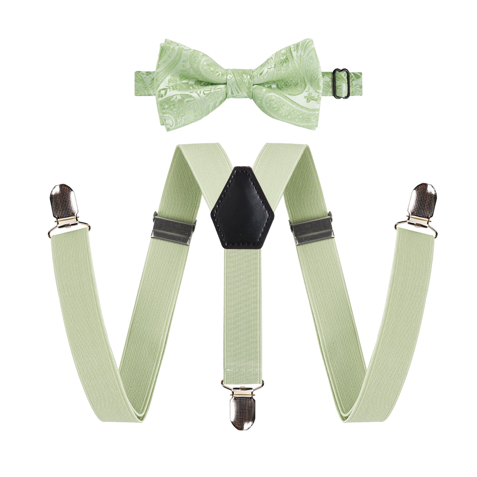2.5cm Elastic Adjustable Braces 3 Clip X-Back Suspender and Bow Tie Set for Kids-FS052
