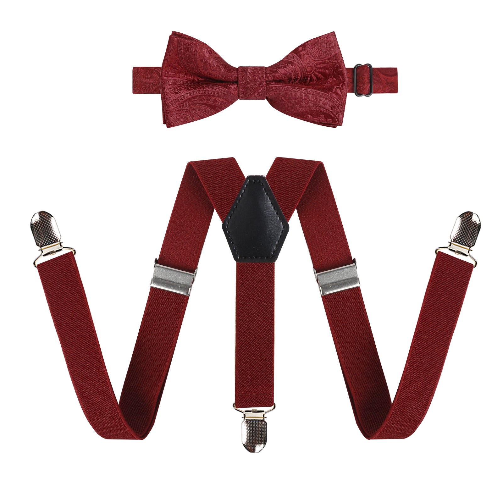 2.5cm Elastic Adjustable Braces 3 Clip X-Back Suspender and Bow Tie Set for Kids-FS052
