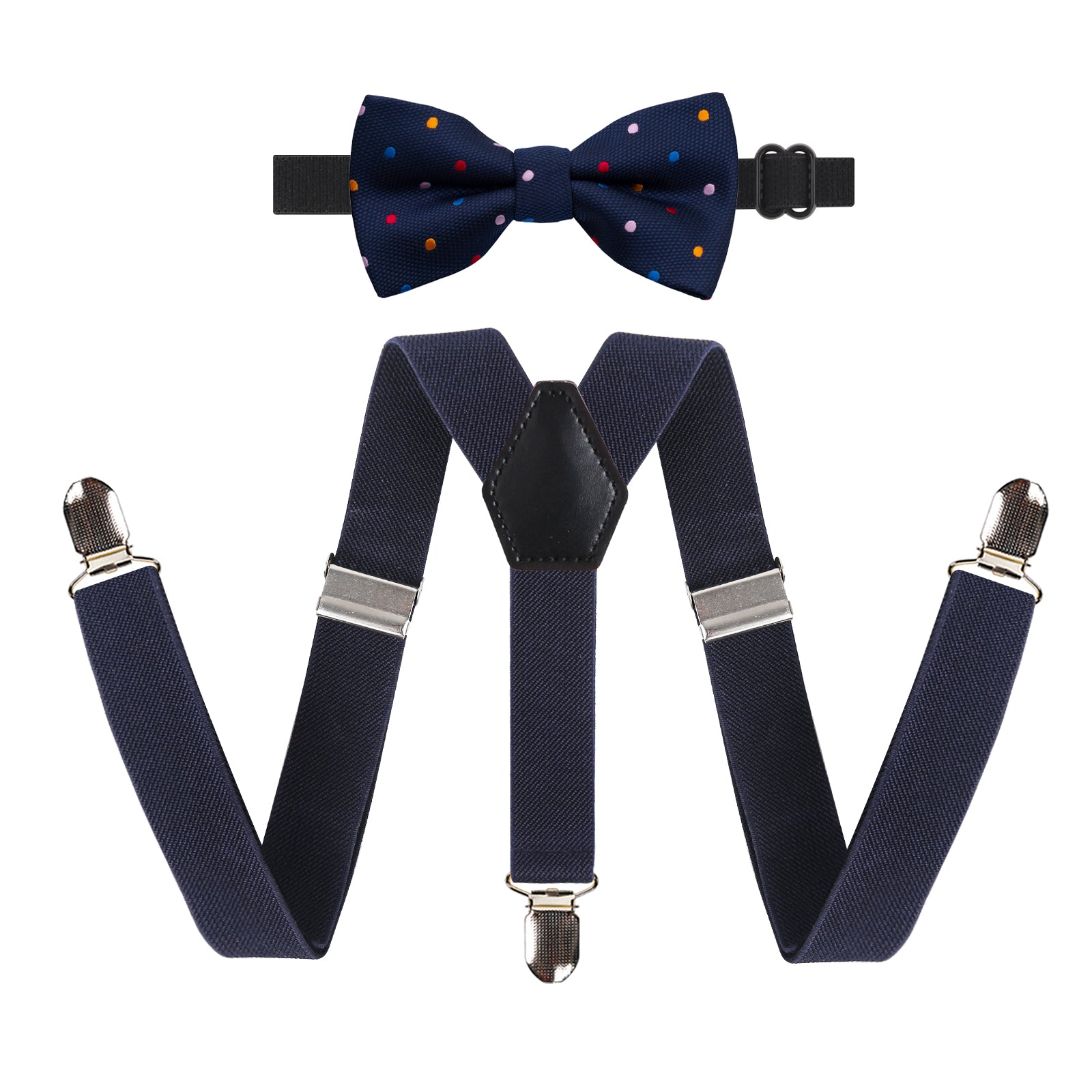 2.5cm Elastic Adjustable Braces 3 Clip X-Back Suspender and Bow Tie Set for Kids-FS052