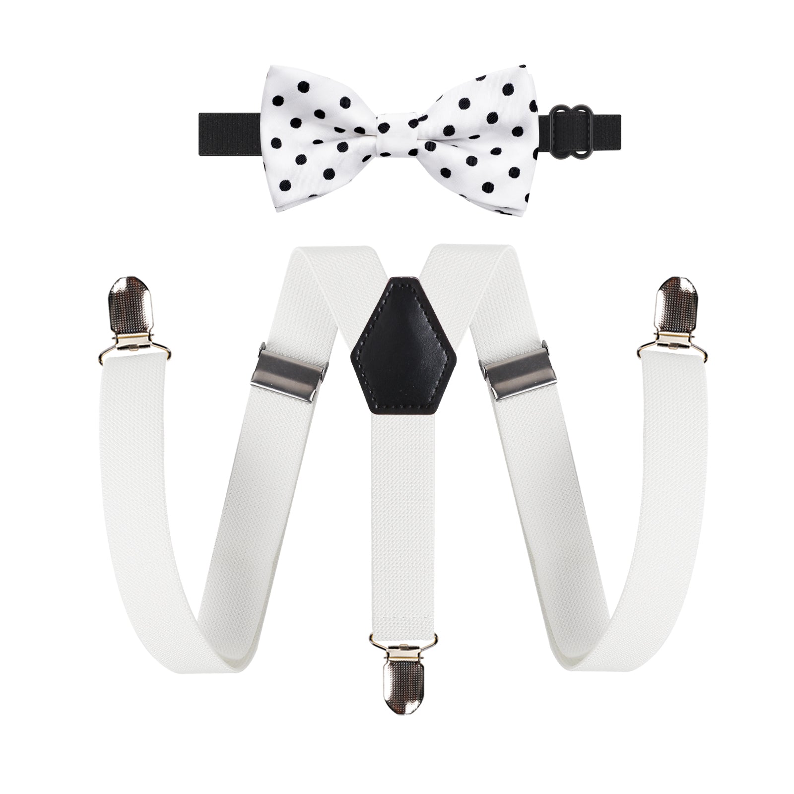 2.5cm Elastic Adjustable Braces 3 Clip X-Back Suspender and Bow Tie Set for Kids-FS052