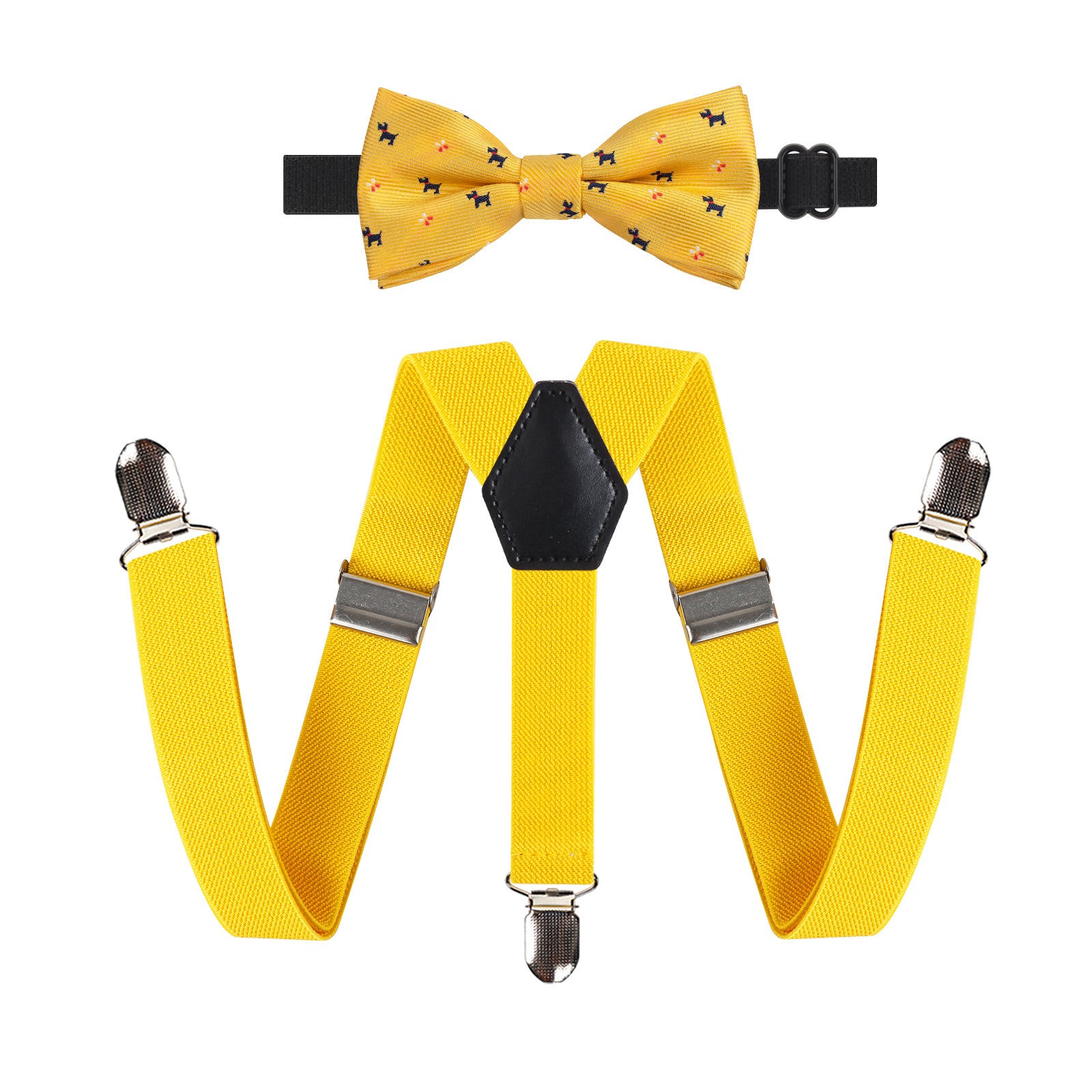 2.5cm Elastic Adjustable Braces 3 Clip X-Back Suspender and Bow Tie Set for Kids-FS052