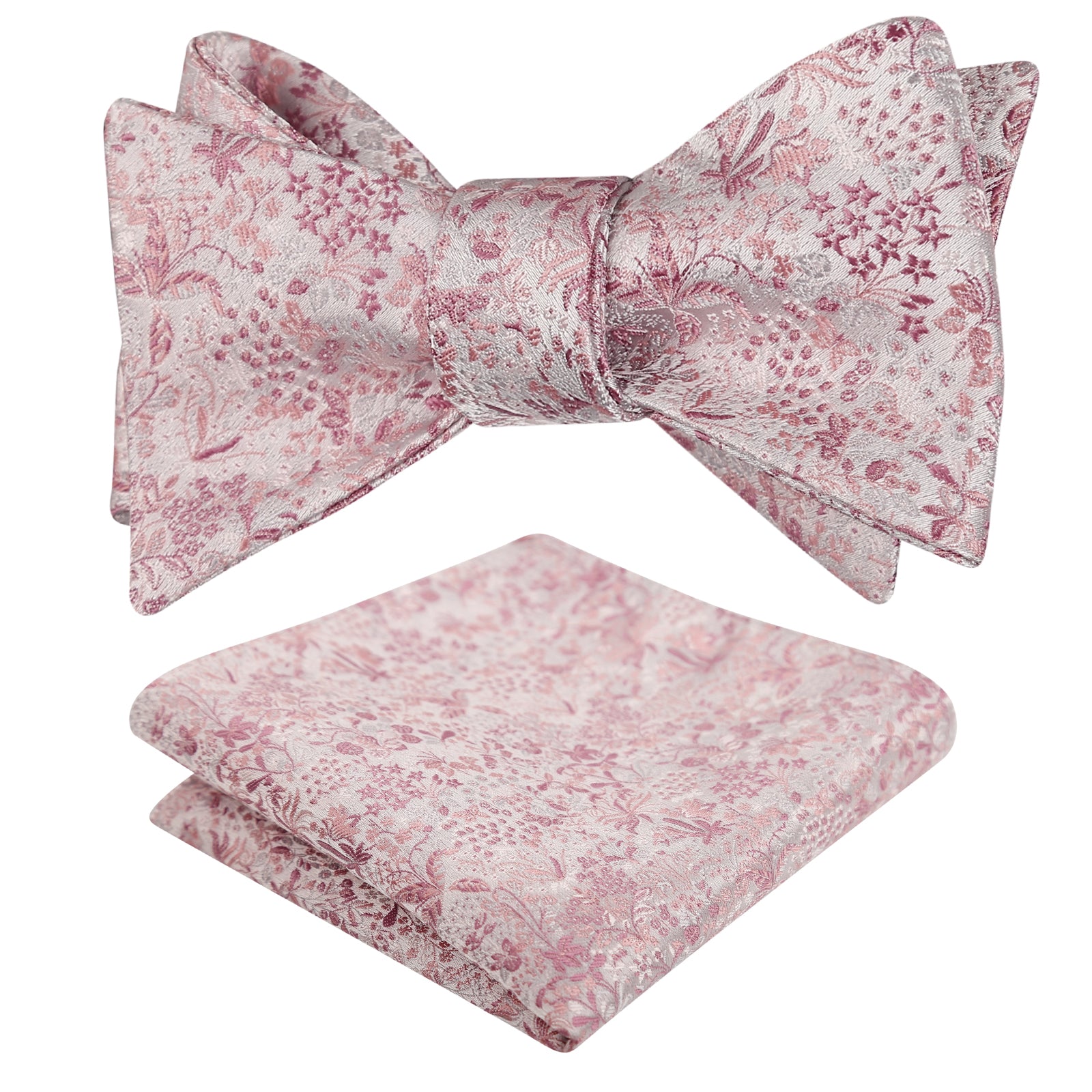 Mens 2pcs Self-tied Vintage Floral Leaf Pattern Bow Tie with Pocket Square Set-059