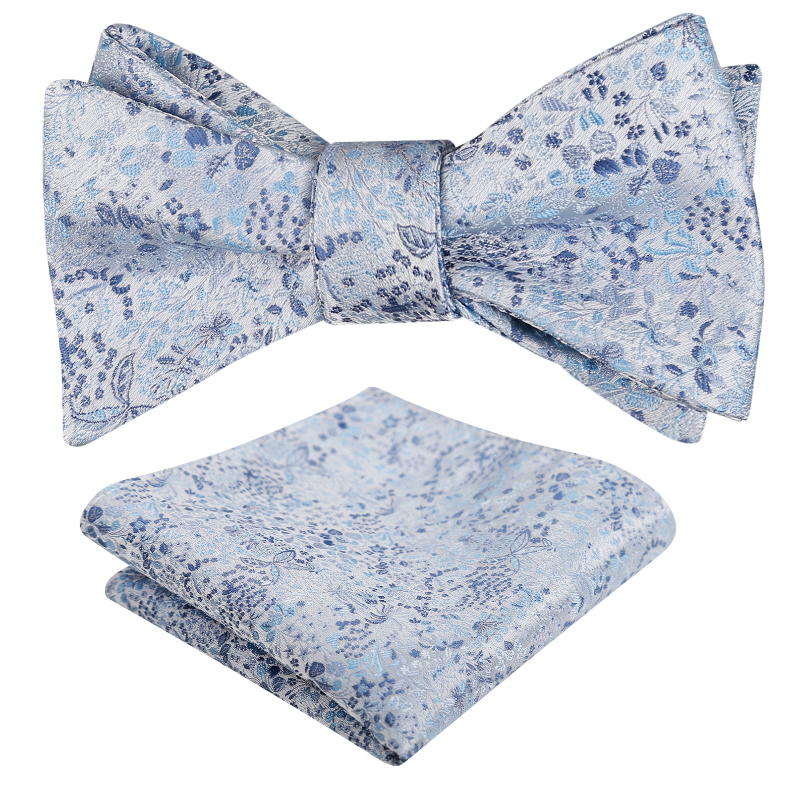 Mens 2pcs Self-tied Vintage Floral Leaf Pattern Bow Tie with Pocket Square Set-059
