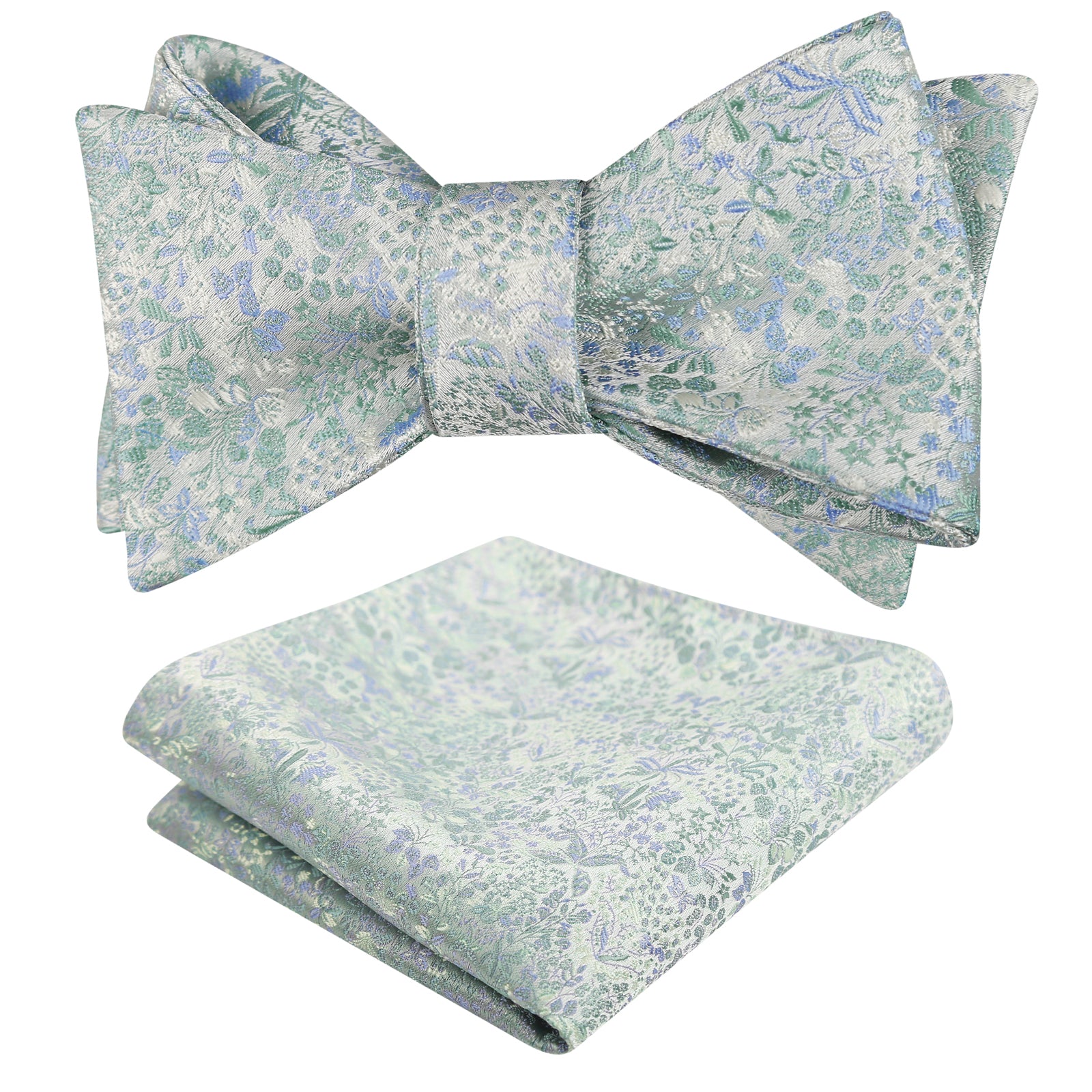 Mens 2pcs Self-tied Vintage Floral Leaf Pattern Bow Tie with Pocket Square Set-059