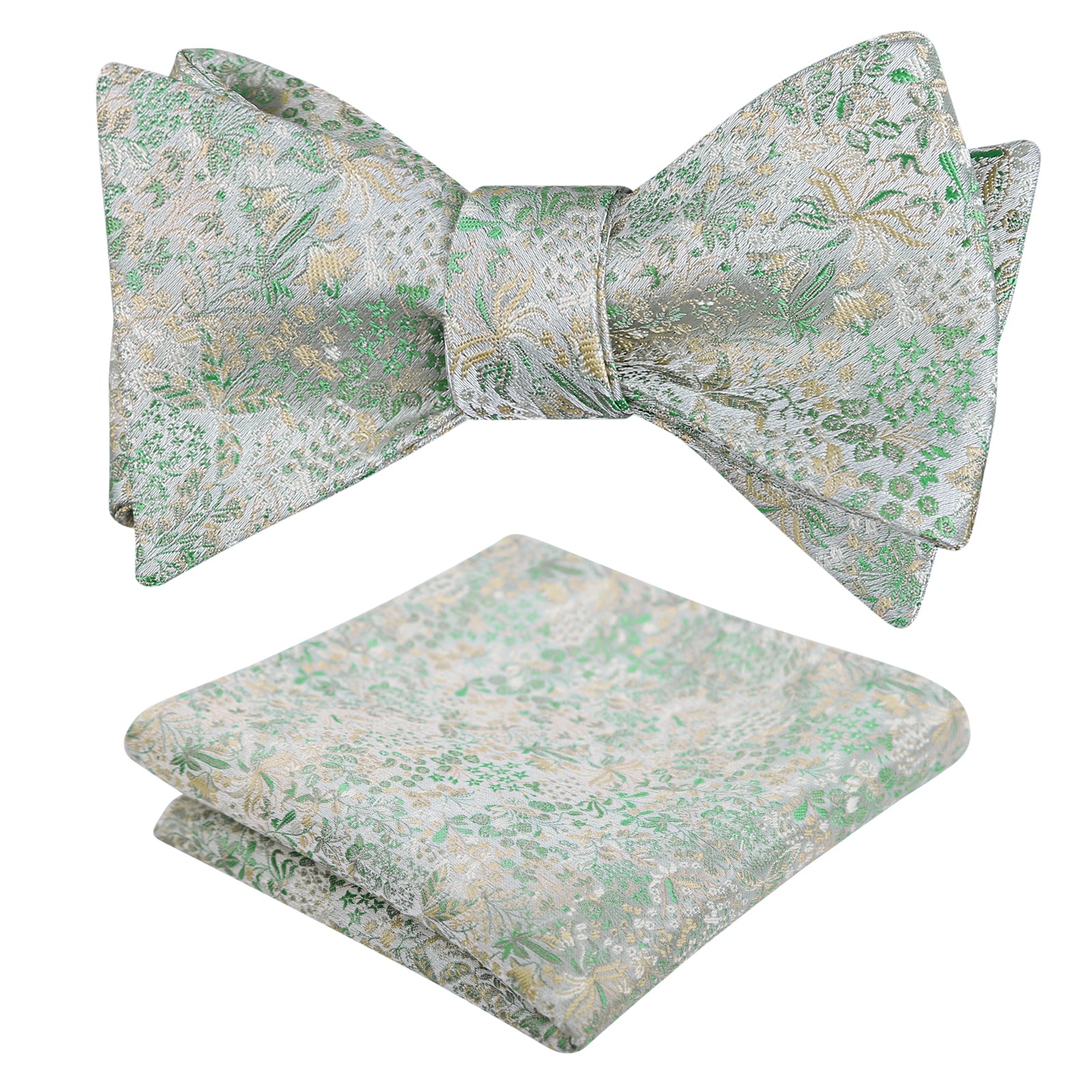 Mens 2pcs Self-tied Vintage Floral Leaf Pattern Bow Tie with Pocket Square Set-059