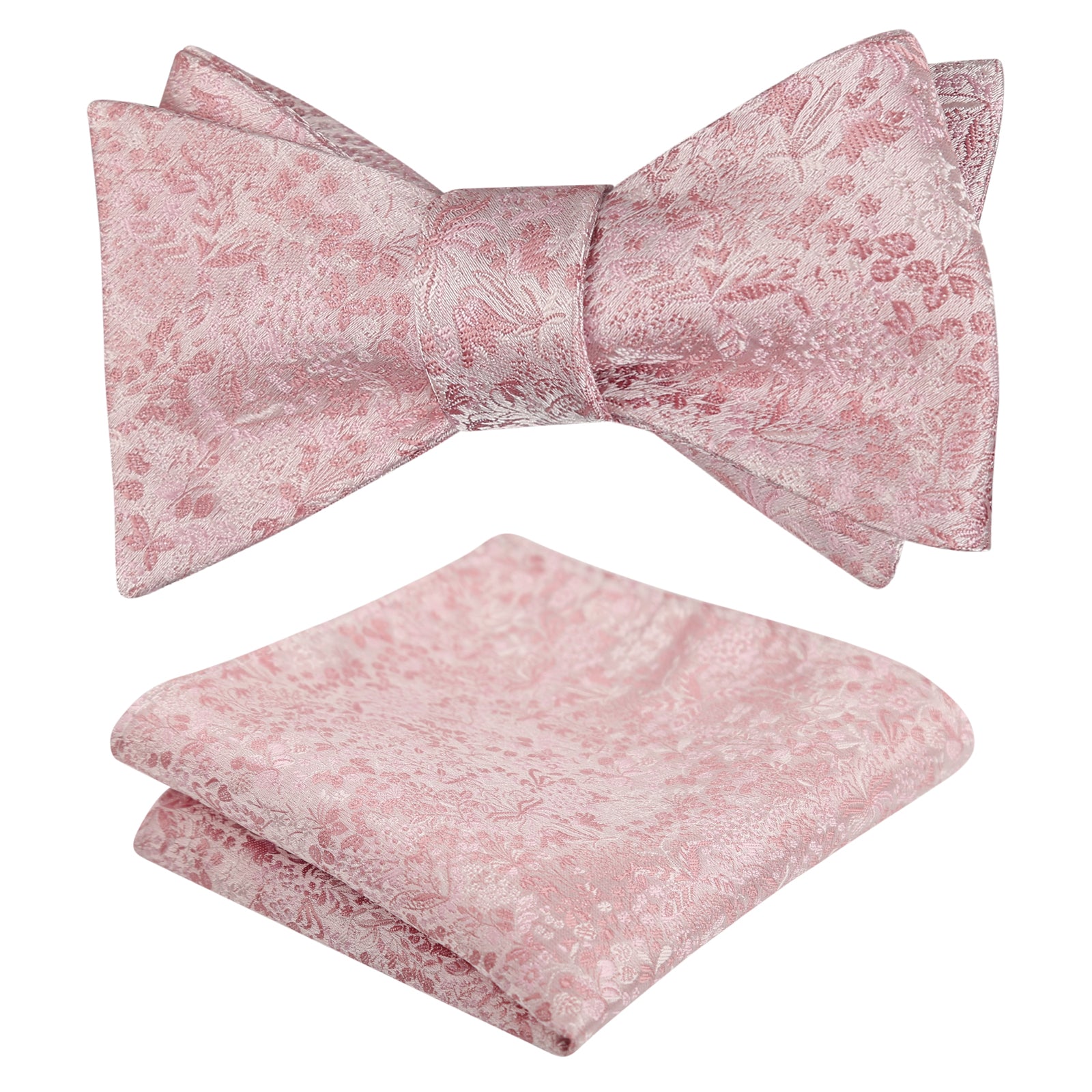 Mens 2pcs Self-tied Vintage Floral Leaf Pattern Bow Tie with Pocket Square Set-059