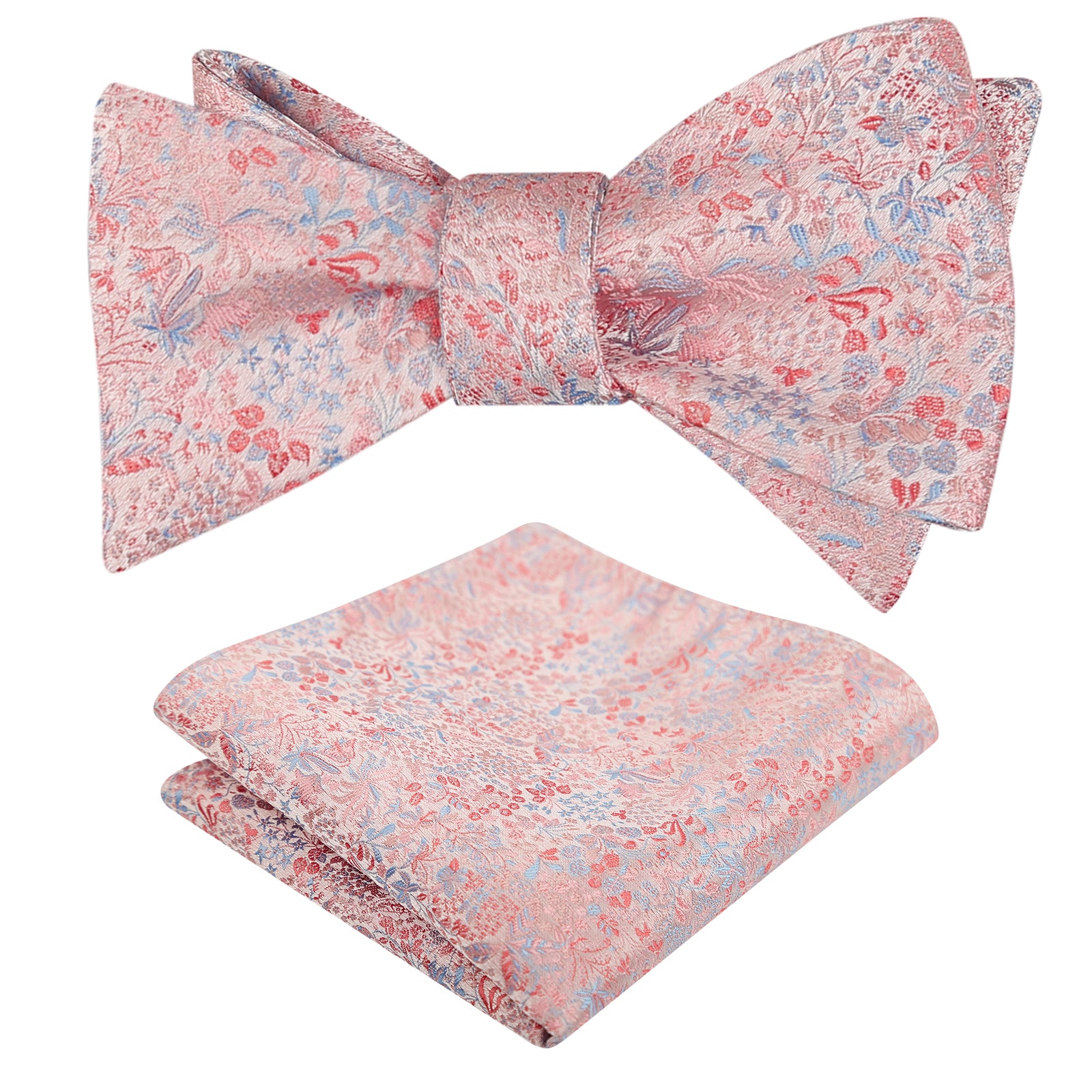 Mens 2pcs Self-tied Vintage Floral Leaf Pattern Bow Tie with Pocket Square Set-059