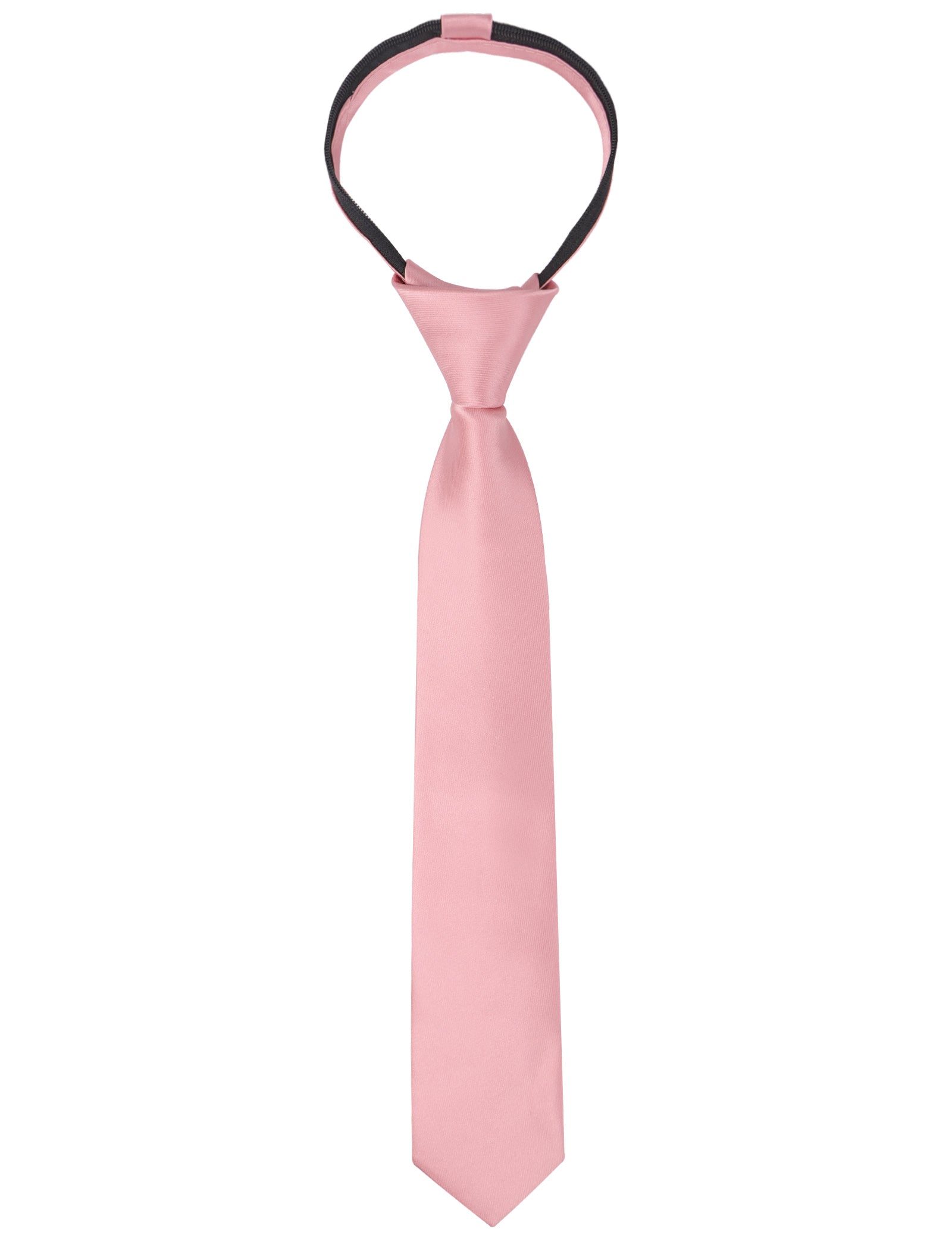 Boy's Solid Color Pre-tied 2.4'' Zipper Skinny Necktie-067