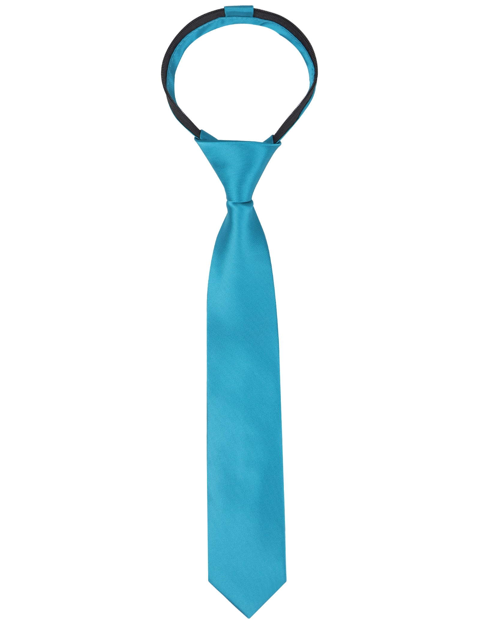 Boy's Solid Color Pre-tied 2.4'' Zipper Skinny Necktie-067