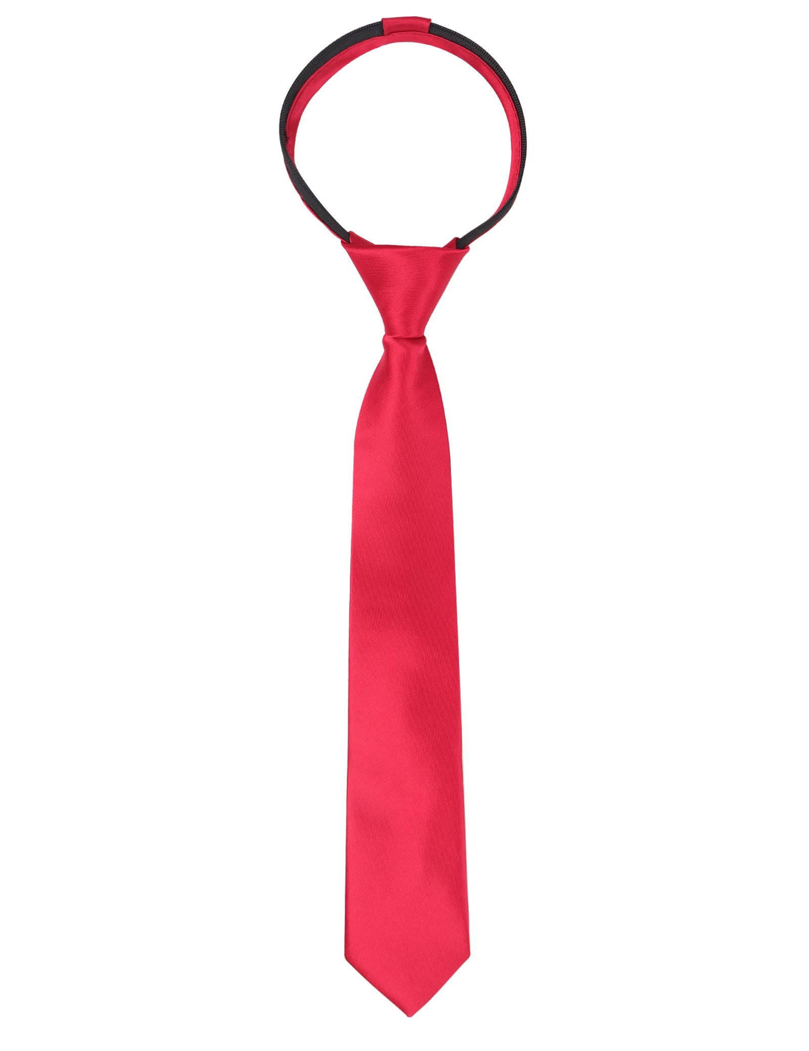 Boy's Solid Color Pre-tied 2.4'' Zipper Skinny Necktie-067