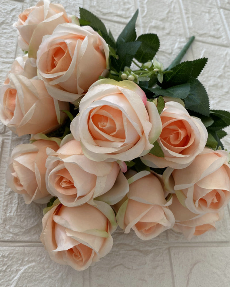 7Pcs 12 Köpfe Künstliche Rose Blumen Langen Stiel Hochzeit Bouquet Dekoration