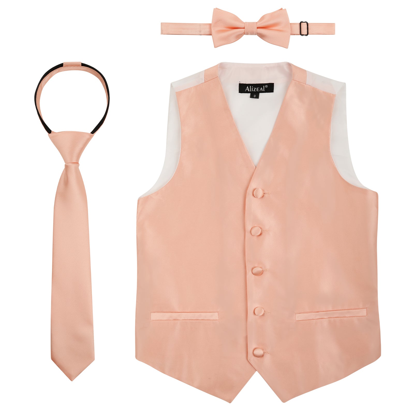 Boy's Classic Solid Bow Tie, Necktie and Suit Vest Set