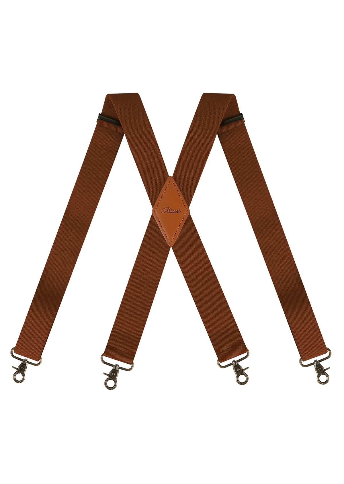 Alizeal Mens 1.38'' Solid Suspender Adjustable X-Back 4 Hooks-086