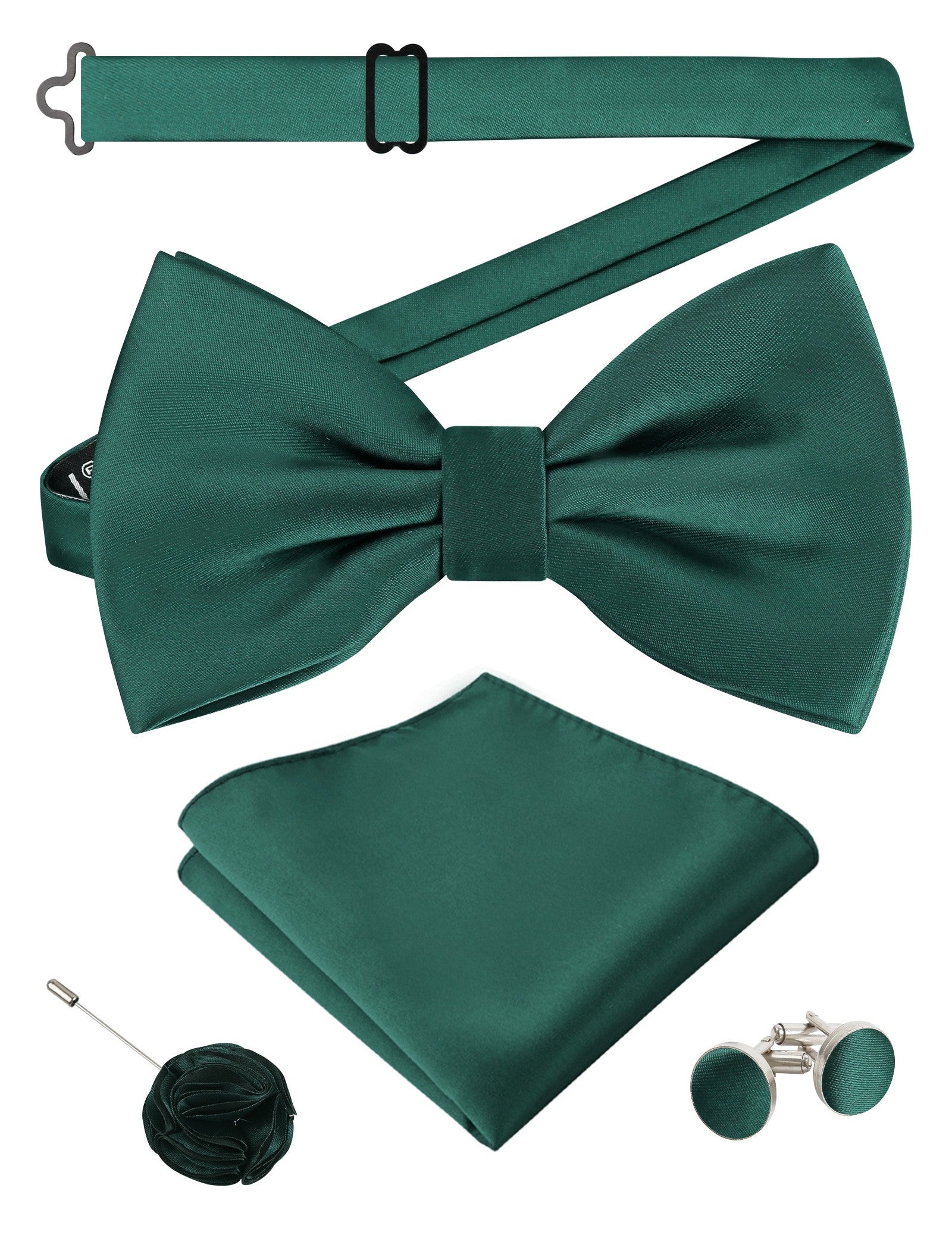Alizeal Mens 4Pcs Bow Tie Pocket Square Boutonniere Cufflinks Set-094