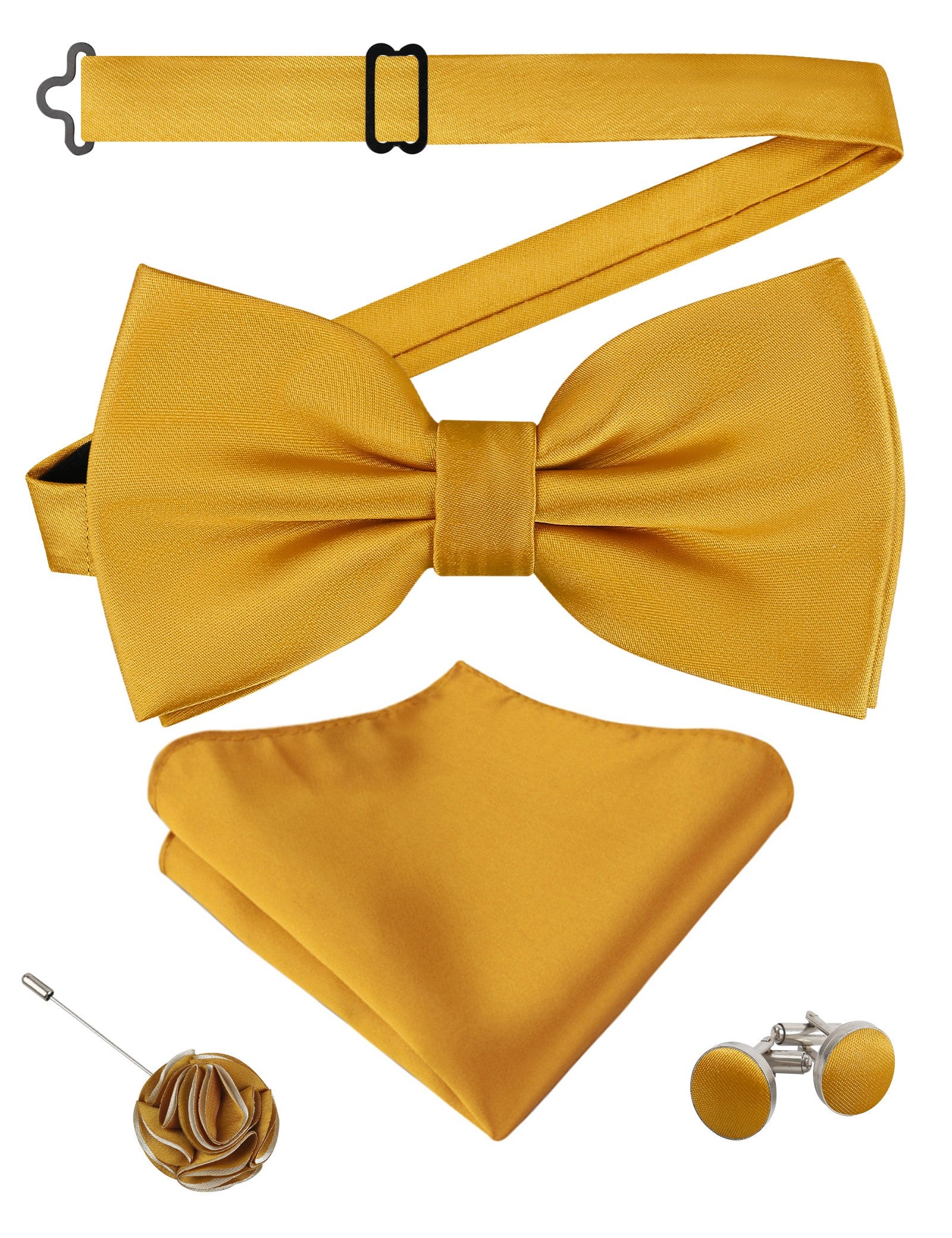 Alizeal Mens 4Pcs Bow Tie Pocket Square Boutonniere Cufflinks Set-094