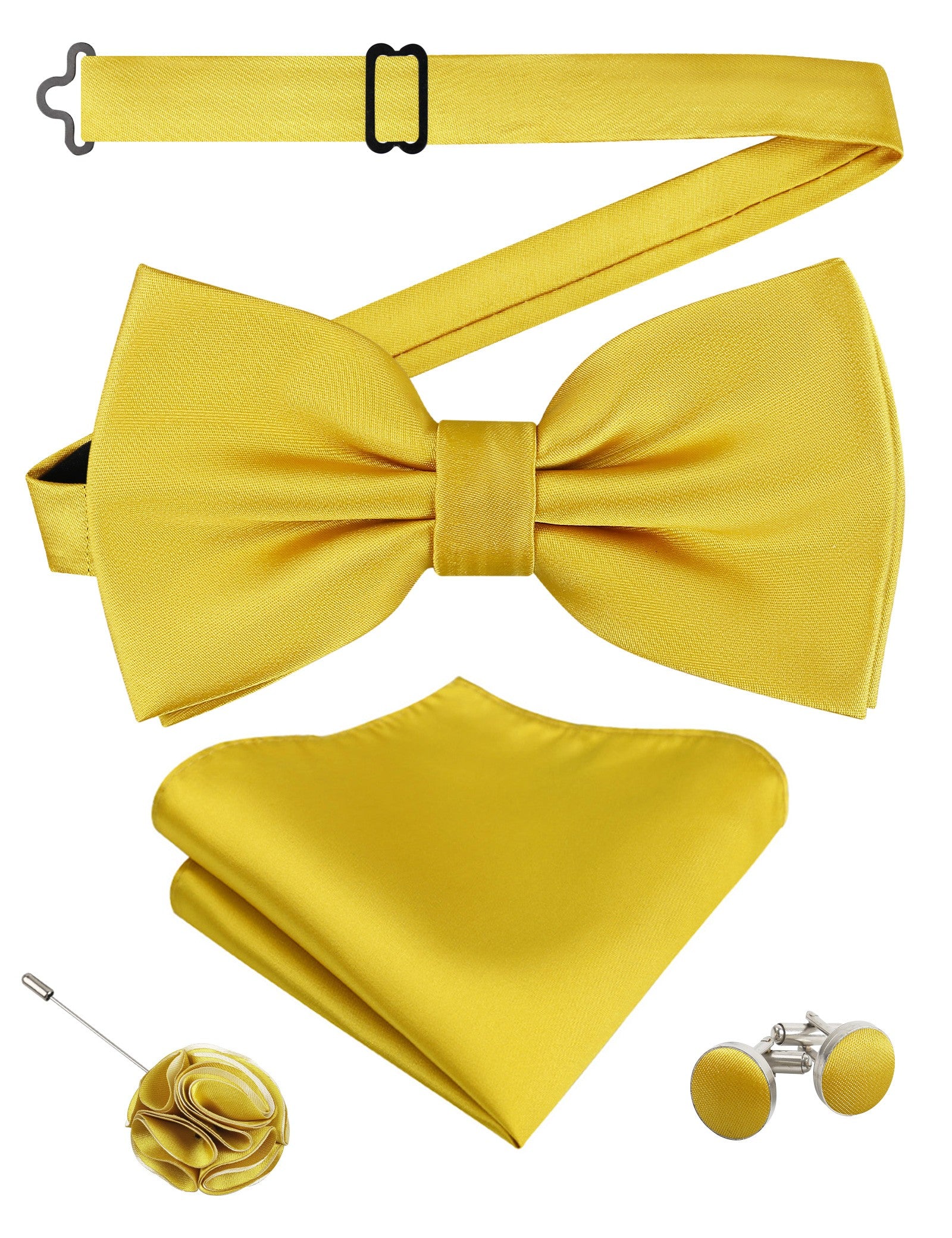 Alizeal Mens 4Pcs Bow Tie Pocket Square Boutonniere Cufflinks Set-094