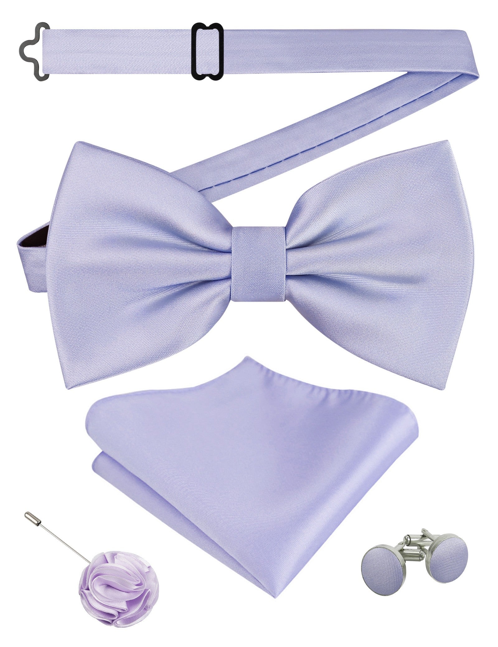 Alizeal Mens 4Pcs Bow Tie Pocket Square Boutonniere Cufflinks Set-094