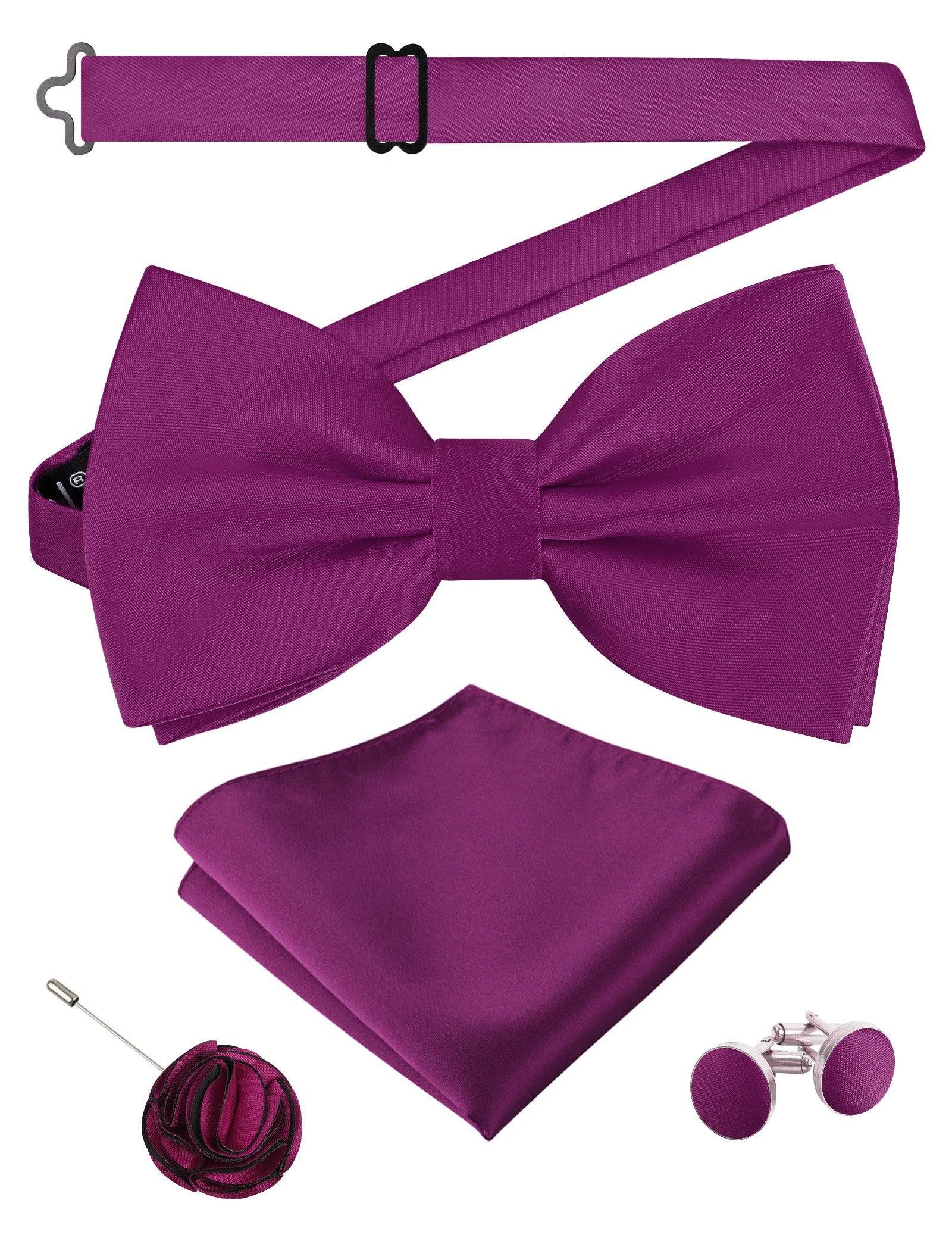 Alizeal Mens 4Pcs Bow Tie Pocket Square Boutonniere Cufflinks Set-094