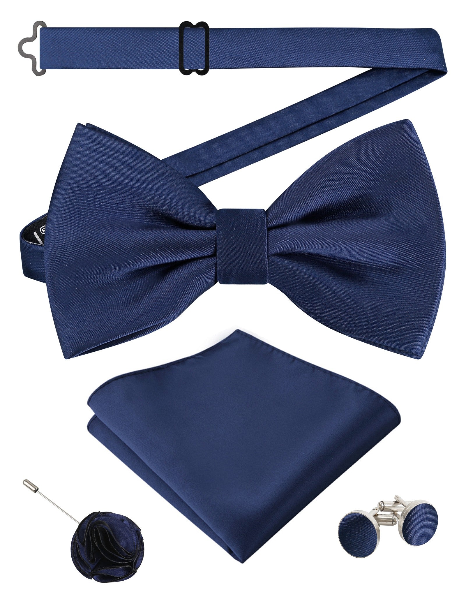 Alizeal Mens 4Pcs Bow Tie Pocket Square Boutonniere Cufflinks Set-094