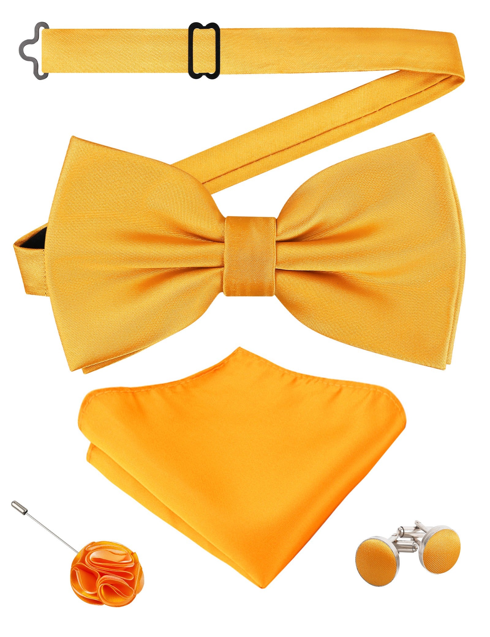 Alizeal Mens 4Pcs Bow Tie Pocket Square Boutonniere Cufflinks Set-094